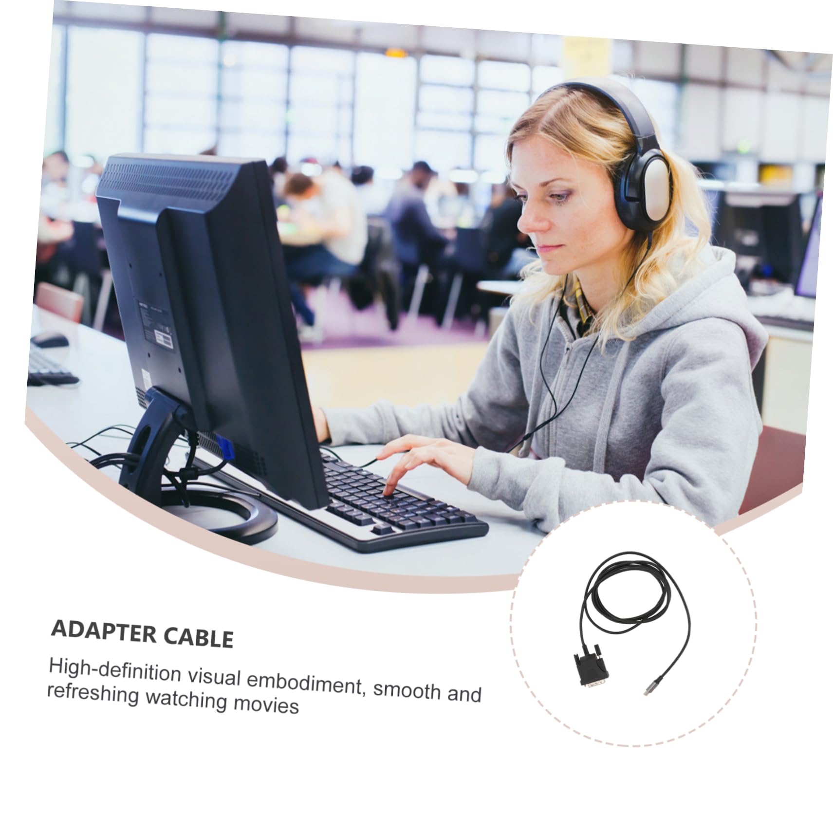 SHINEOFI Adattatore Tipo Dvi Nero Cavo Trasmissione Veloce per Monitor e Laptop