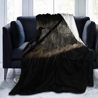 COFEIYISI Franela Manta para Cama Sofá Silla,Halloween Gótico Terror Aterrador Pájaro Fantasma,Cálida,Cómoda Y Duradera 153x204cm