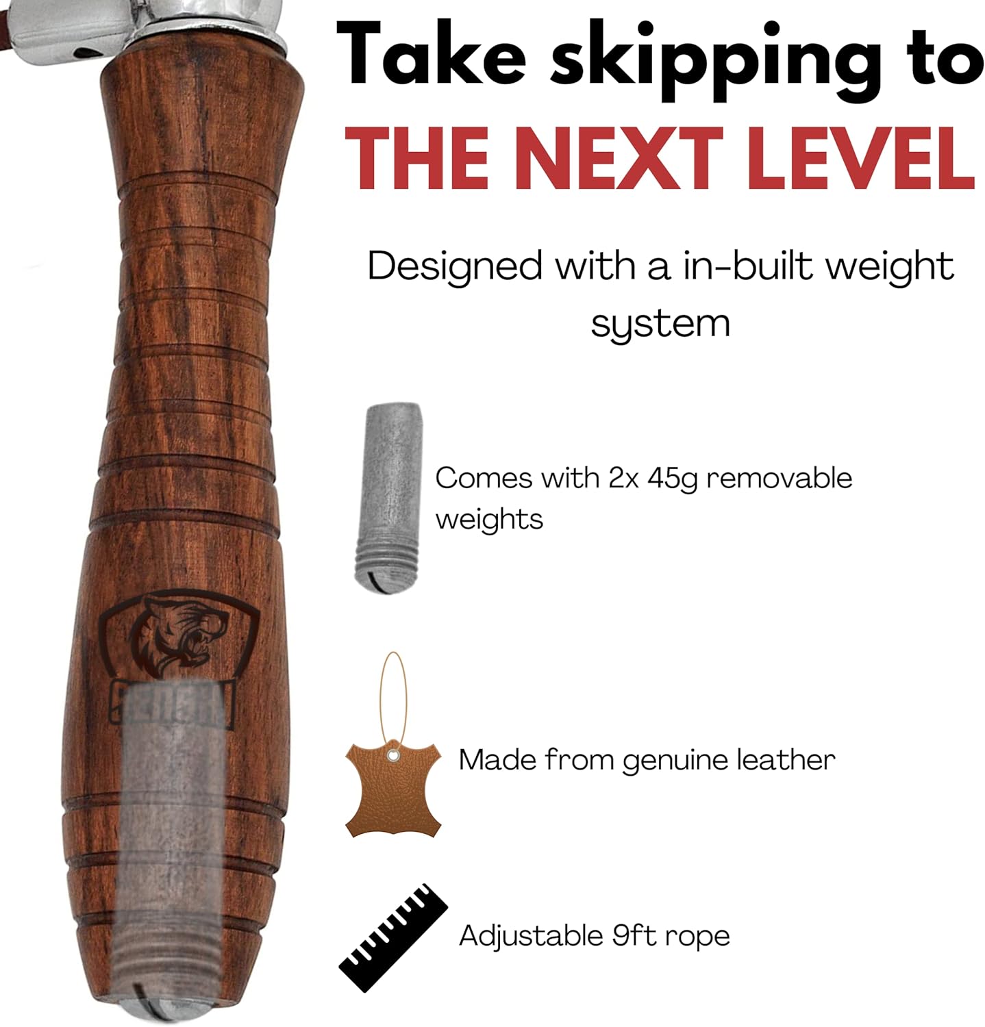 Senshi Japan 加重ハンドル 縄跳び、疲れにくいハンドル、ウェイトワイヤー縄跳び 男性、女性、子供用。