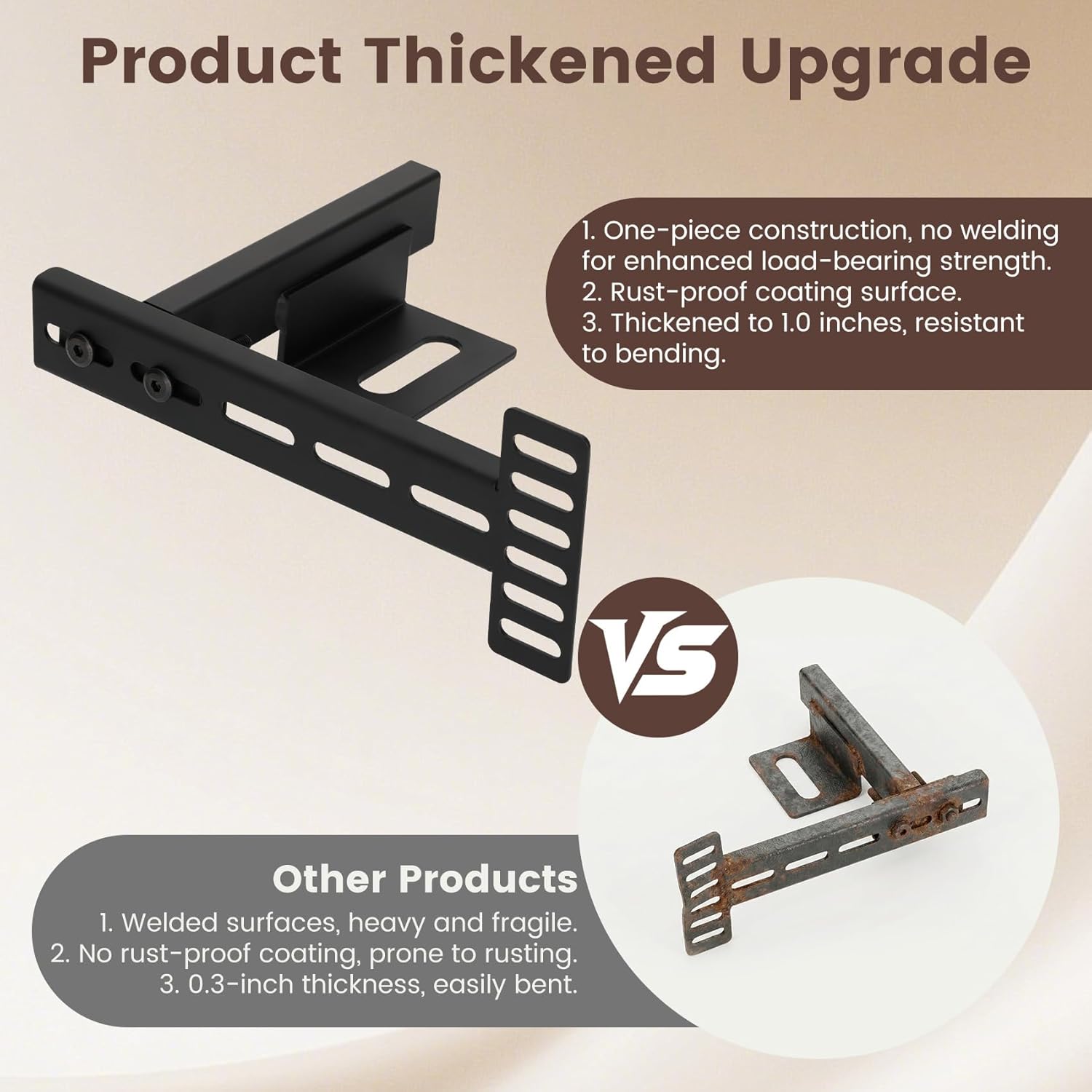 Thickened Headboard Brackets For Metal Bed Frame, Suitable For Double Bed, Standard Beds, Queen Beds, And King Bed, Adjustable Headboard Brackets With Footboard Extension Kit, Matte Black , 2 PCS