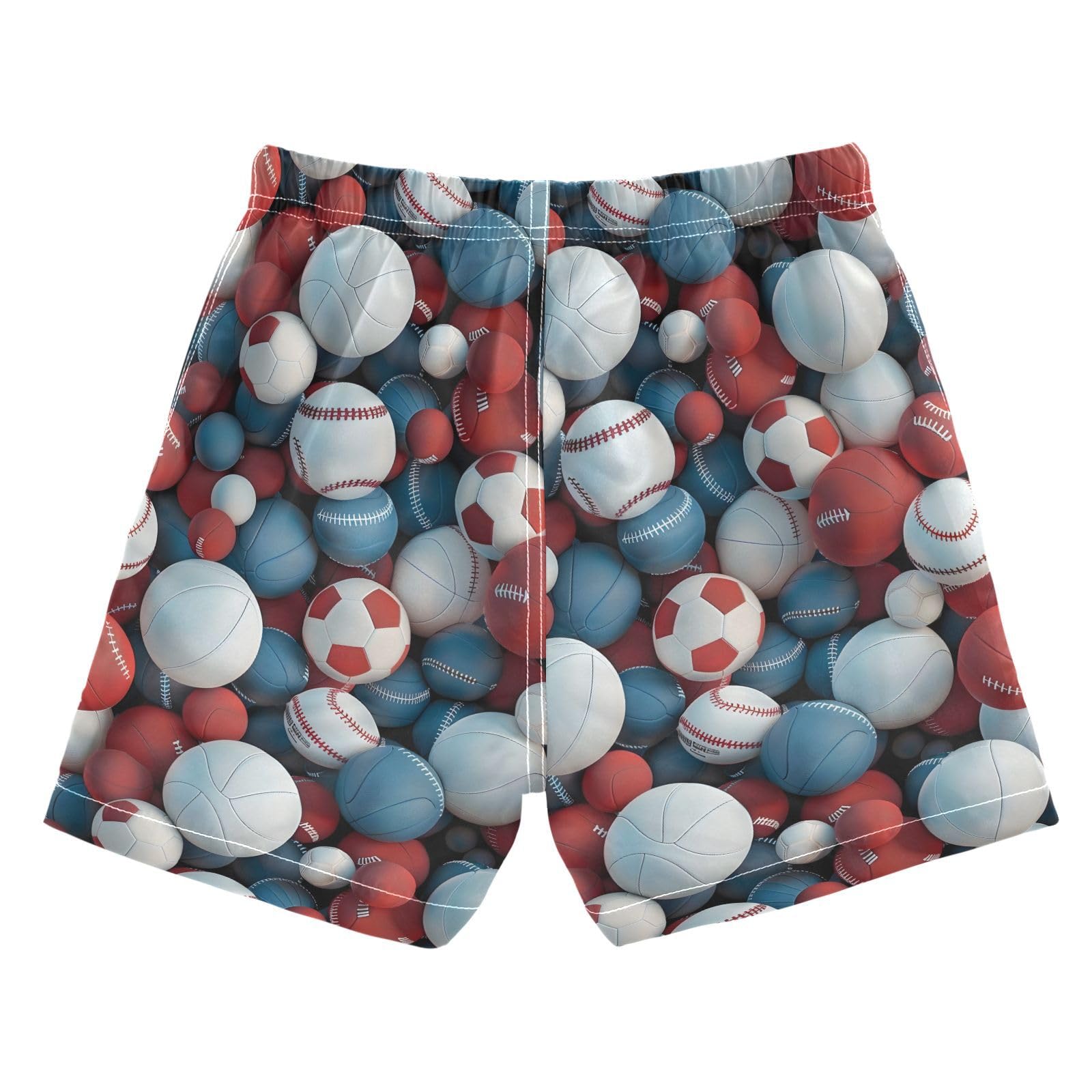 ALAZA Red Blue Ball Soccer Baseball Boys Quick Dry Beach Board Shorts Kids Swim Trunks Bathing Suit Swimsuit 4T