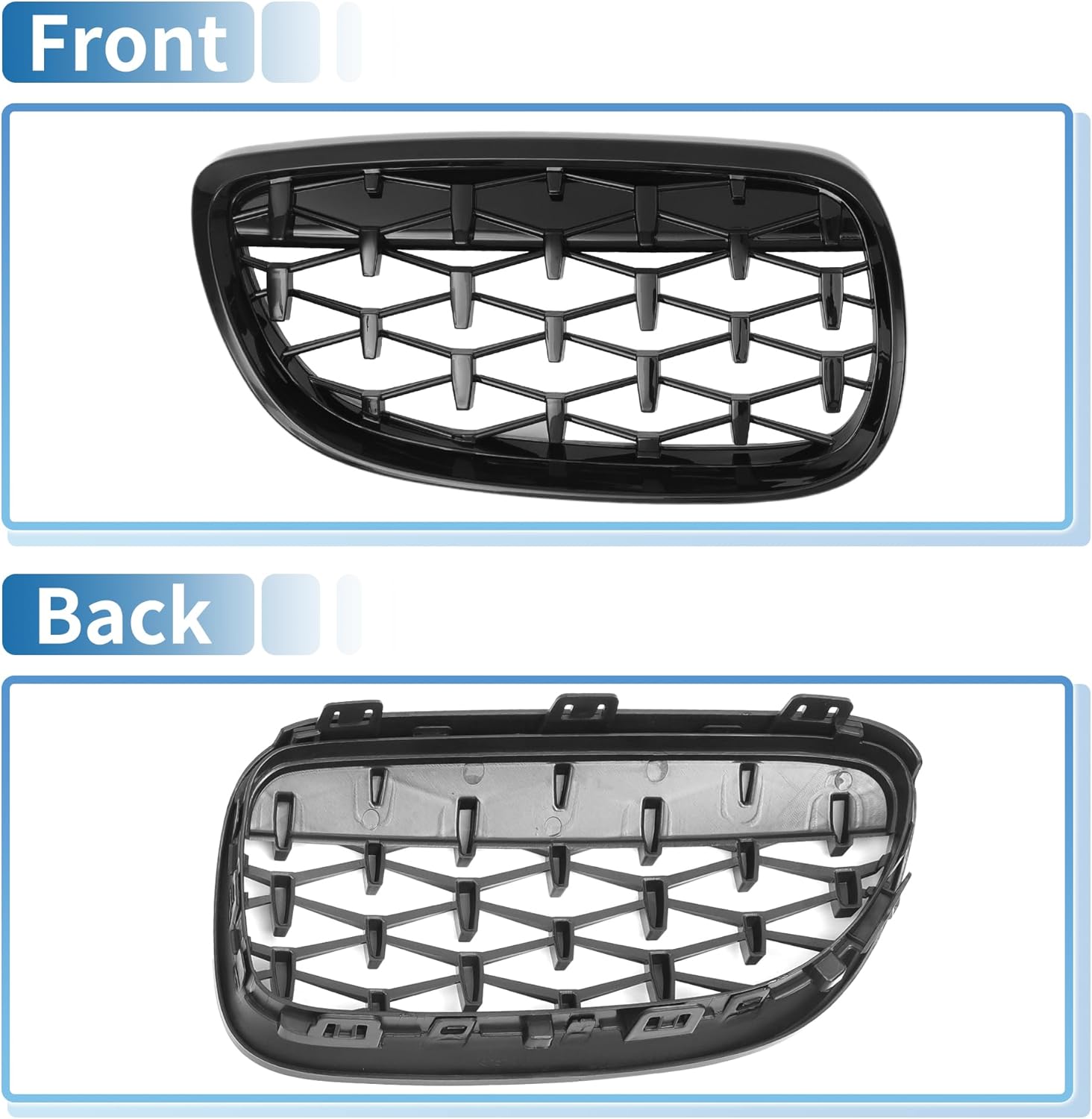 X AUTOHAUX Front Hood Bumper Grille Grill for BMW 335is 328i 335i XDrive E92 No.51137254967/51137254968 Front Bumper Kidney Grille Grill Diamond Star 1 Pair