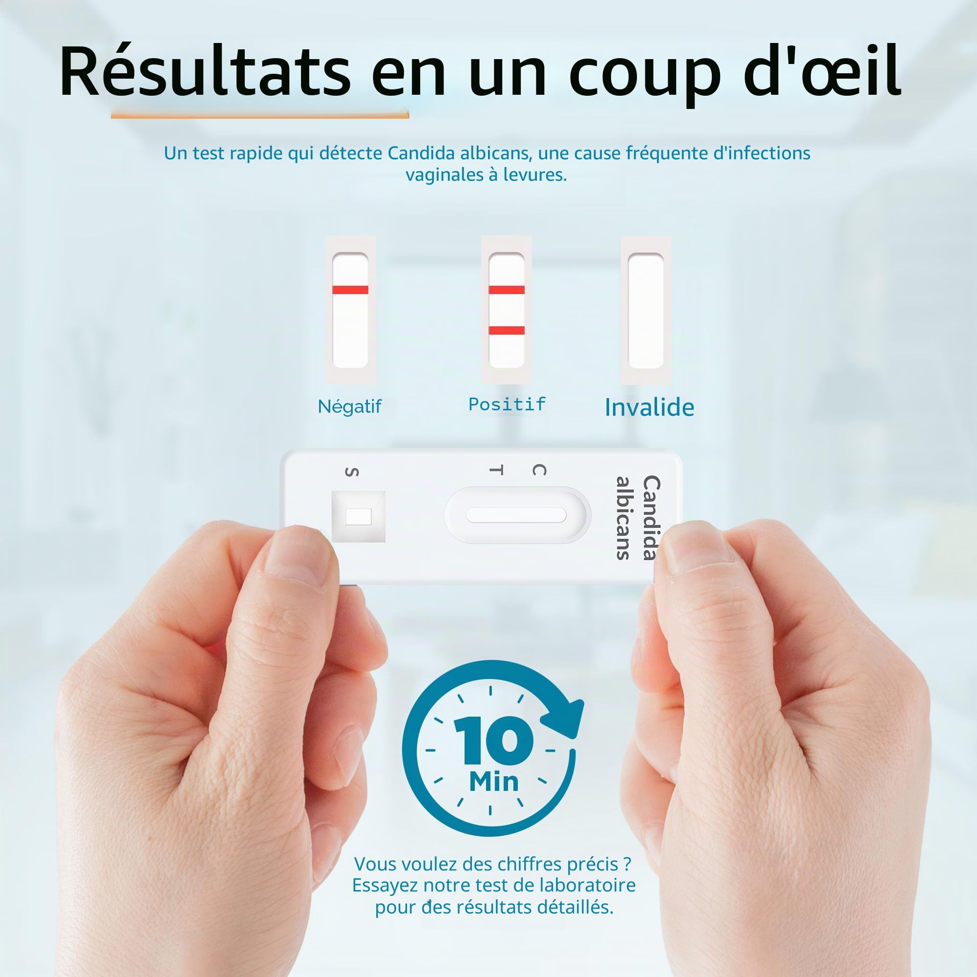 GetTested Kit de test de candida à domicile – Kit de test de muguet rapide pour femme, écouvillon vaginal Candida Albicans auto-test, résultats rapides et précis