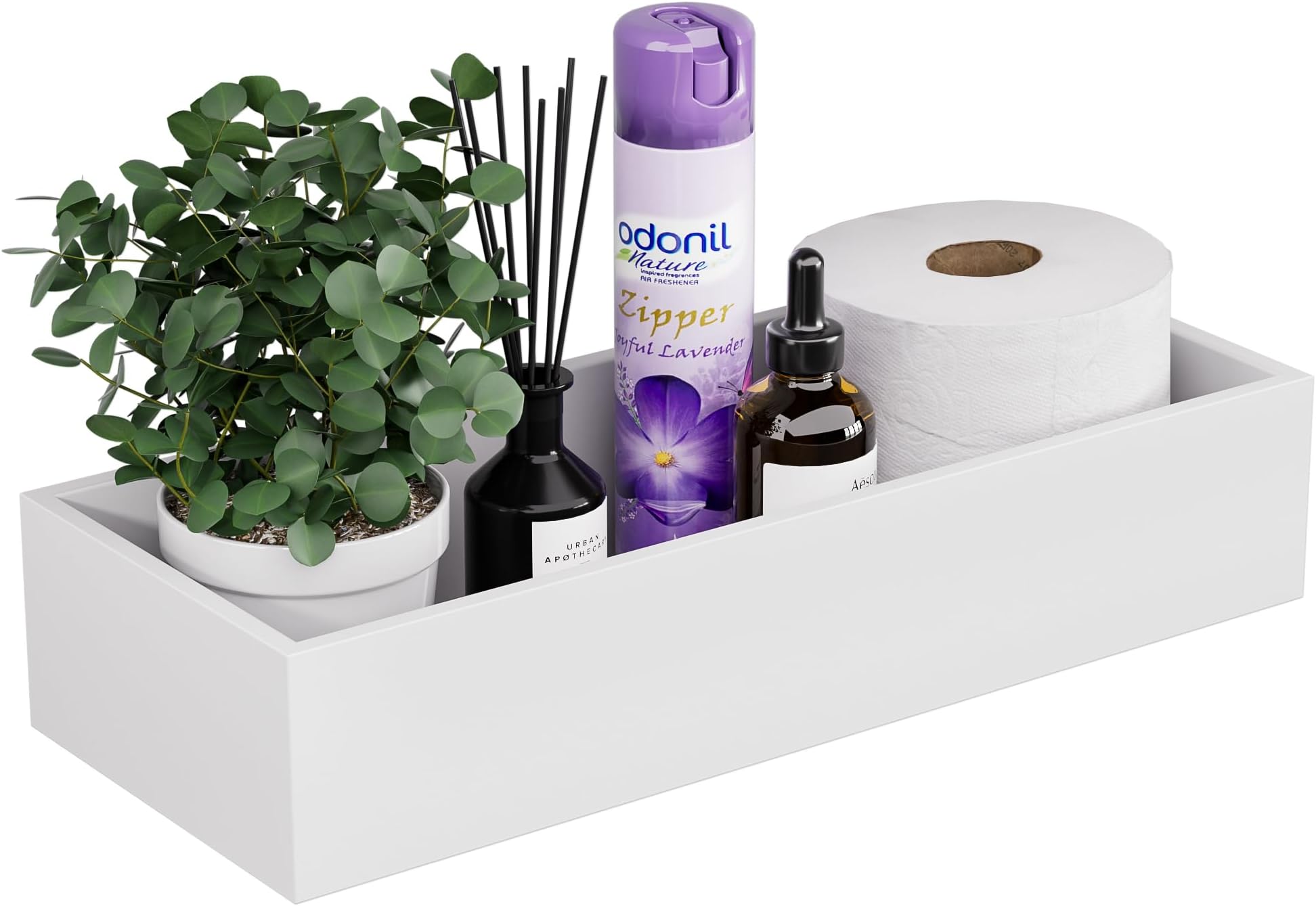 ZHWS Toilet Paper Basket, Bathroom Basket, Toilet Tank Tray for Storage Toiletries, Back of Toilet Organizer, Bathroom Vanity Tray for Makeup, Decorative Tray, Toilet Tank Basket 15" x 6" x 3 White