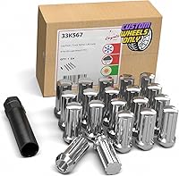 Vista 18 de Wheel Accessories Parts 20 tuercas hexagonales de 9/16"-18 roscas de extremo abierto de 0.984 in, 1.00 pulgadas de largo, cromadas, 6 ranuras