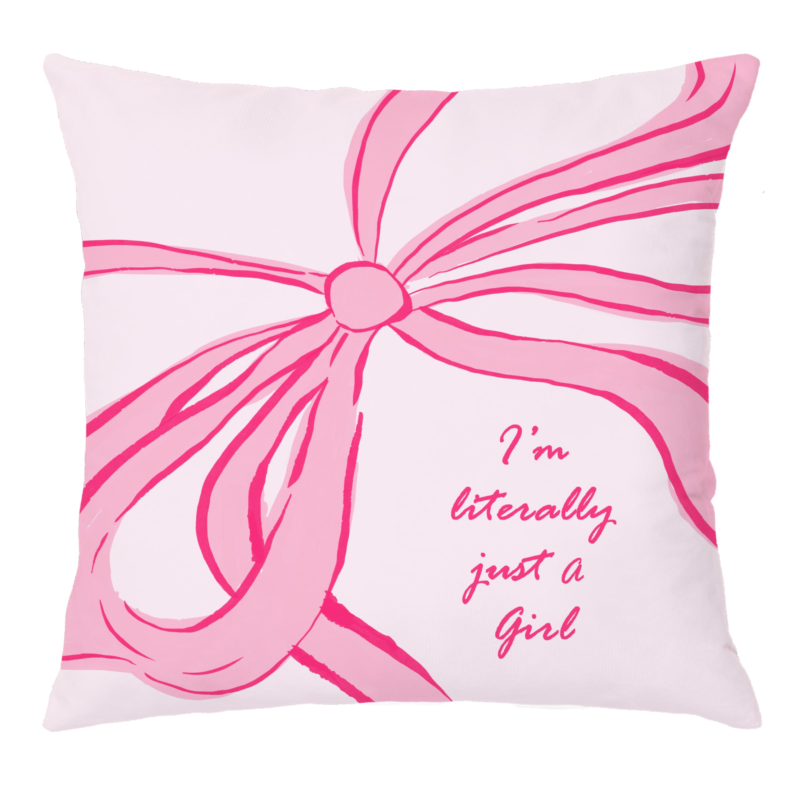 Nipil Coquette Pink Bow Girly Pillow Covers 18x18 Double-Sided, Coquette Preppy Room Decor, I m Literally Just a Girl Decorative Throw Pillow Covers