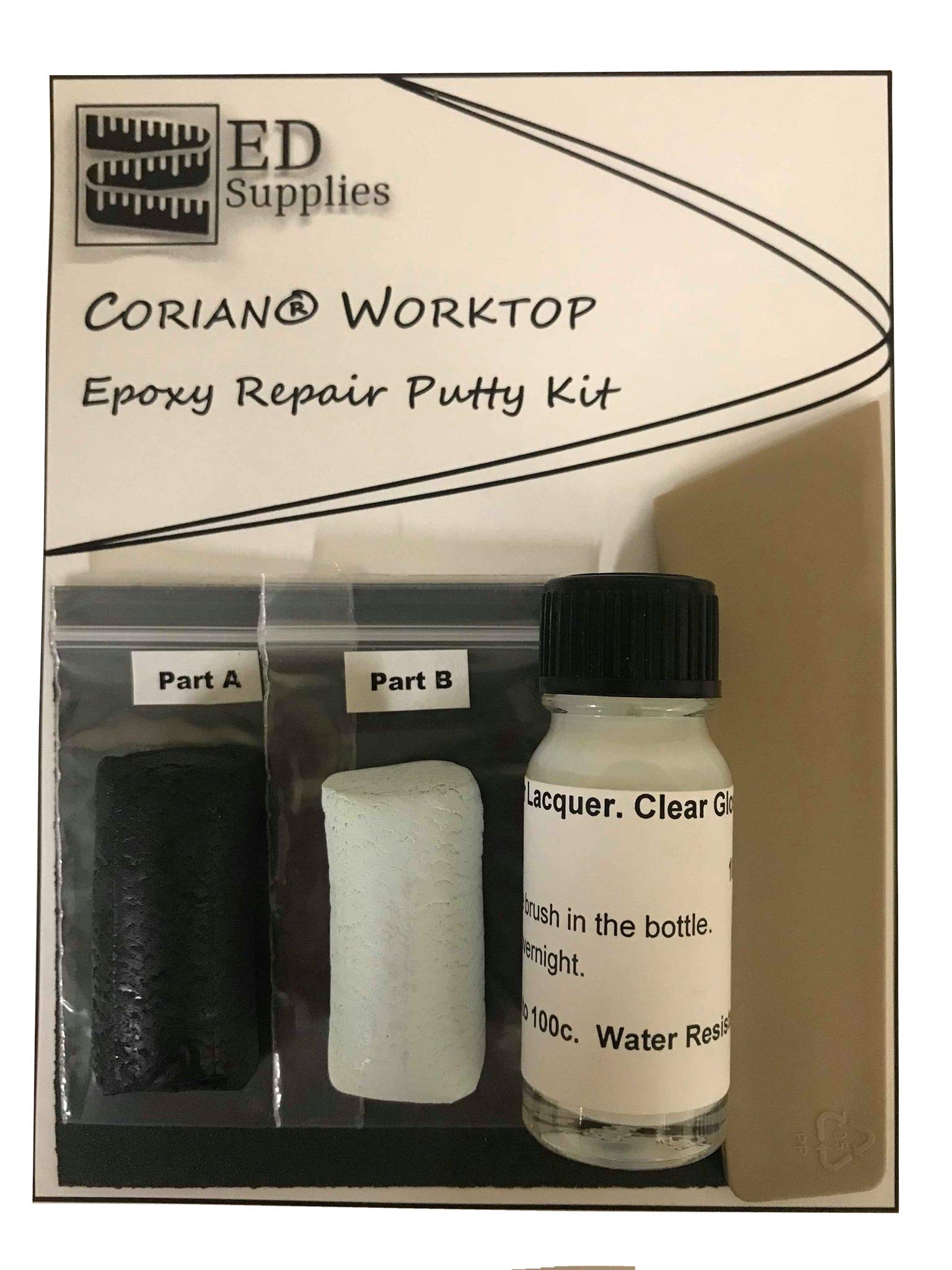 Corian® Worktop Epoxy Repair Putty Kit - Repairs Chips, Cracks & Defects. (Dark Grey)