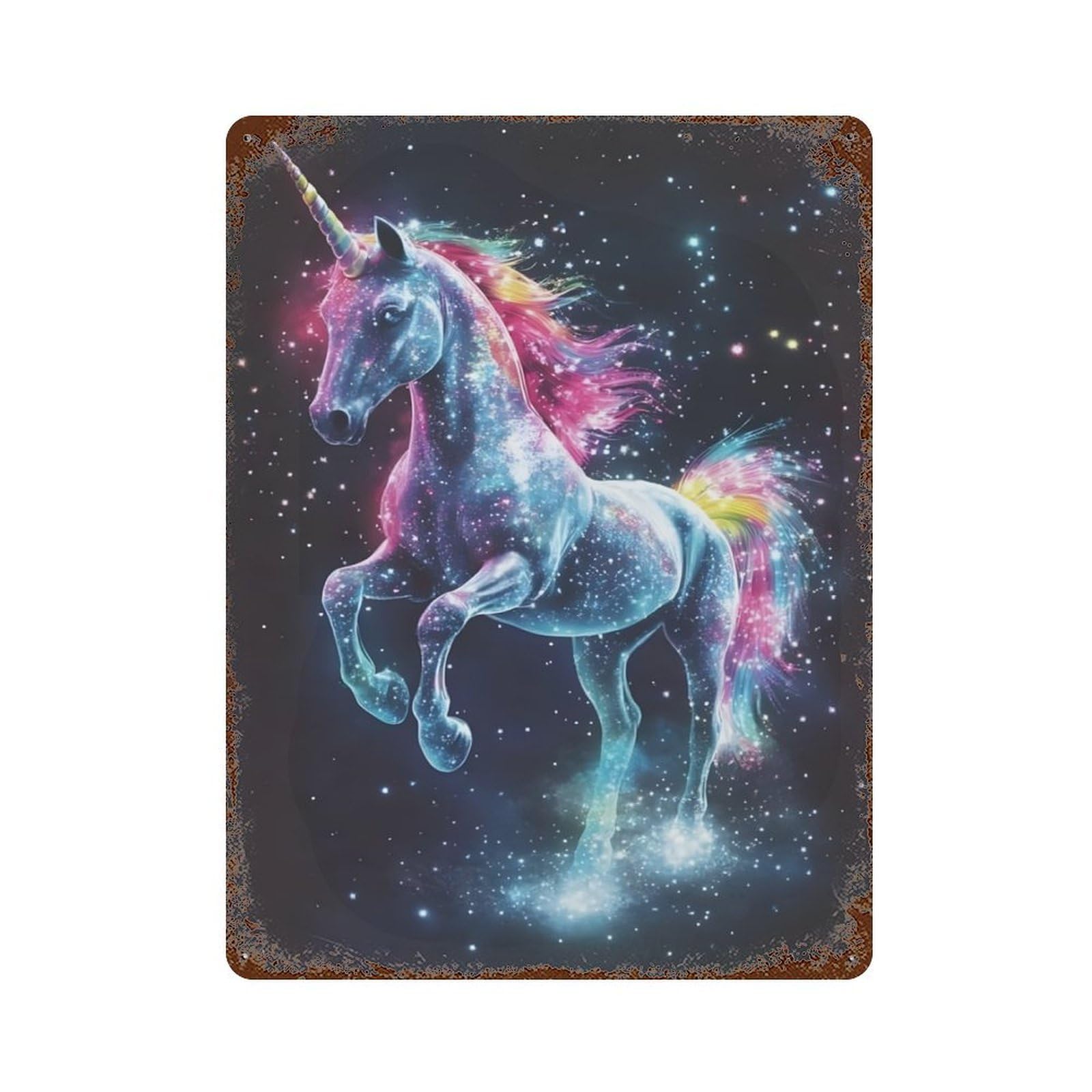 xiaoxiaoshen Unicorn Starry Sky Wall Decor Art Metal Tin Poster Modern Home Decor Art Home Bar Shop Decorations Vintage Sign 40x30cm