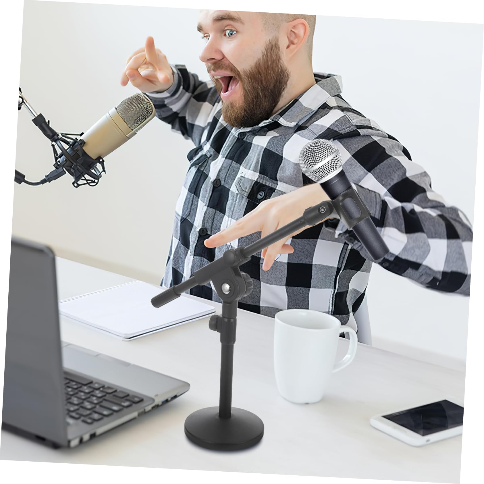 Base Per Asta Microfono Regolabile Supporto Da Tavolo Per Microfono Per Podcasting e Registrazione Audio Realizzato in Materiale Robusto Facile Da Usare e Trasportare