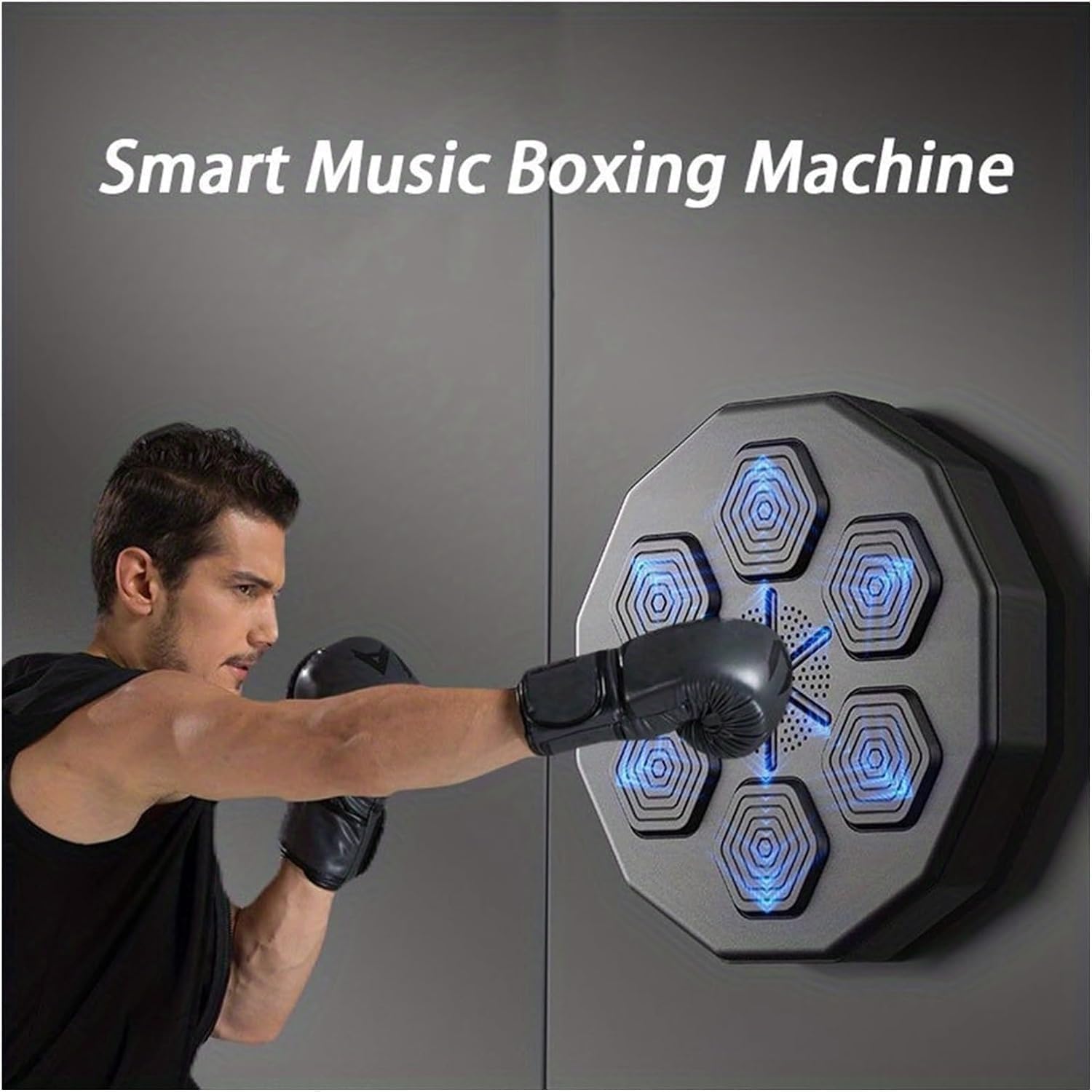 Macchina da Boxe Musicale Intelligente con Ricarica USB, Attrezzatura da Boxe Elettronica da Parete, Illuminazione, Bersaglio da Boxe, Allenamento con Guantoni per Bambini E Adulti, B, One Size