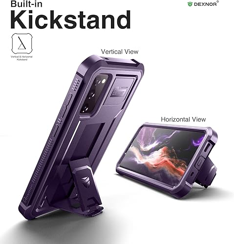 Miniatura 4 de Dexnor Funda para Samsung Galaxy S20 FE, protector de pantalla y soporte integrados Protección de grado militar resistente a prueba de golpes para