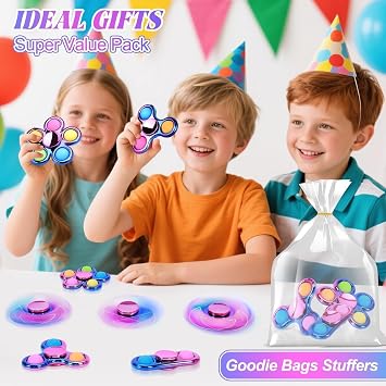Pop Fidget Spinner Sensory Fidget Toys Adults Kids 4-8-12 with Autism ADHD, Bulk Gifts for Kids Anxiety Toys Stress Relief Boy Gifts Party Favors Classroom Prizes