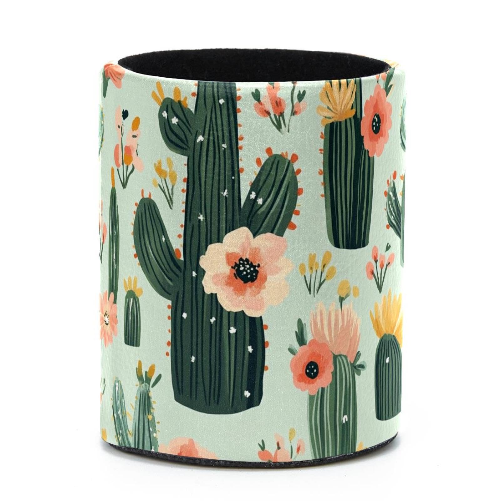 VAPOKF Round Pencil Holders for Desk, Cactus Flower Pen Holders Pen Pot Makeup Brushes Storage Desktop Stationery Supplies Organiser for Home Office