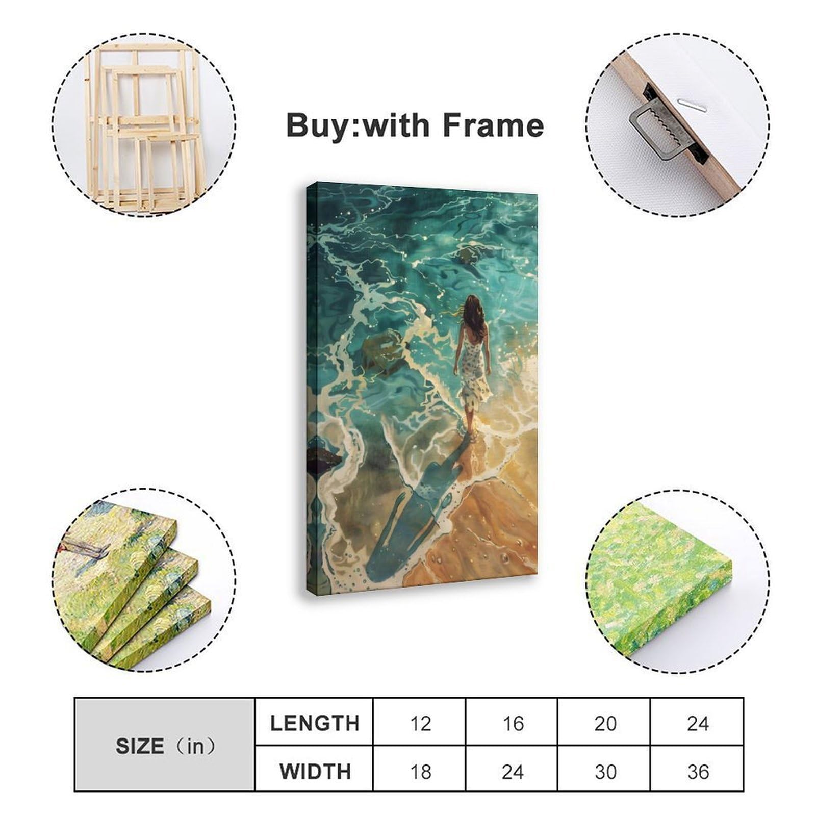Poster su tela a tema Camminando sulla spiaggia, decorazione per camera da letto, ufficio, stanza, regalo, 40,6 cm di lunghezza x 61 cm di larghezza
