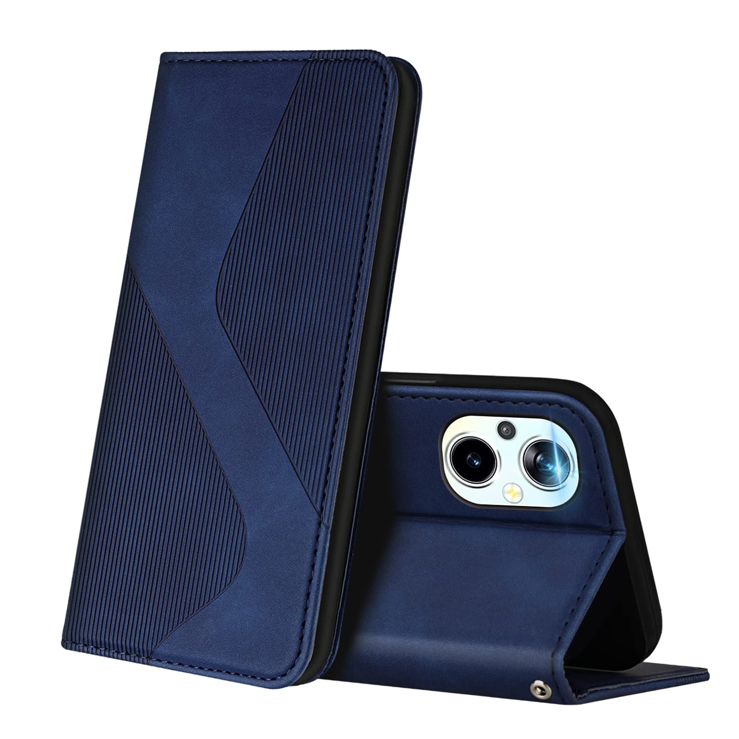 Funda para OPPO Reno 8 Lite 5G, Funda Libro de Cuero con Ranura para Tarjeta y Magnético, Wallet Flip Caso Cubierta Case Carcasa para OPPO Reno 8 Lite 5G (Azul)