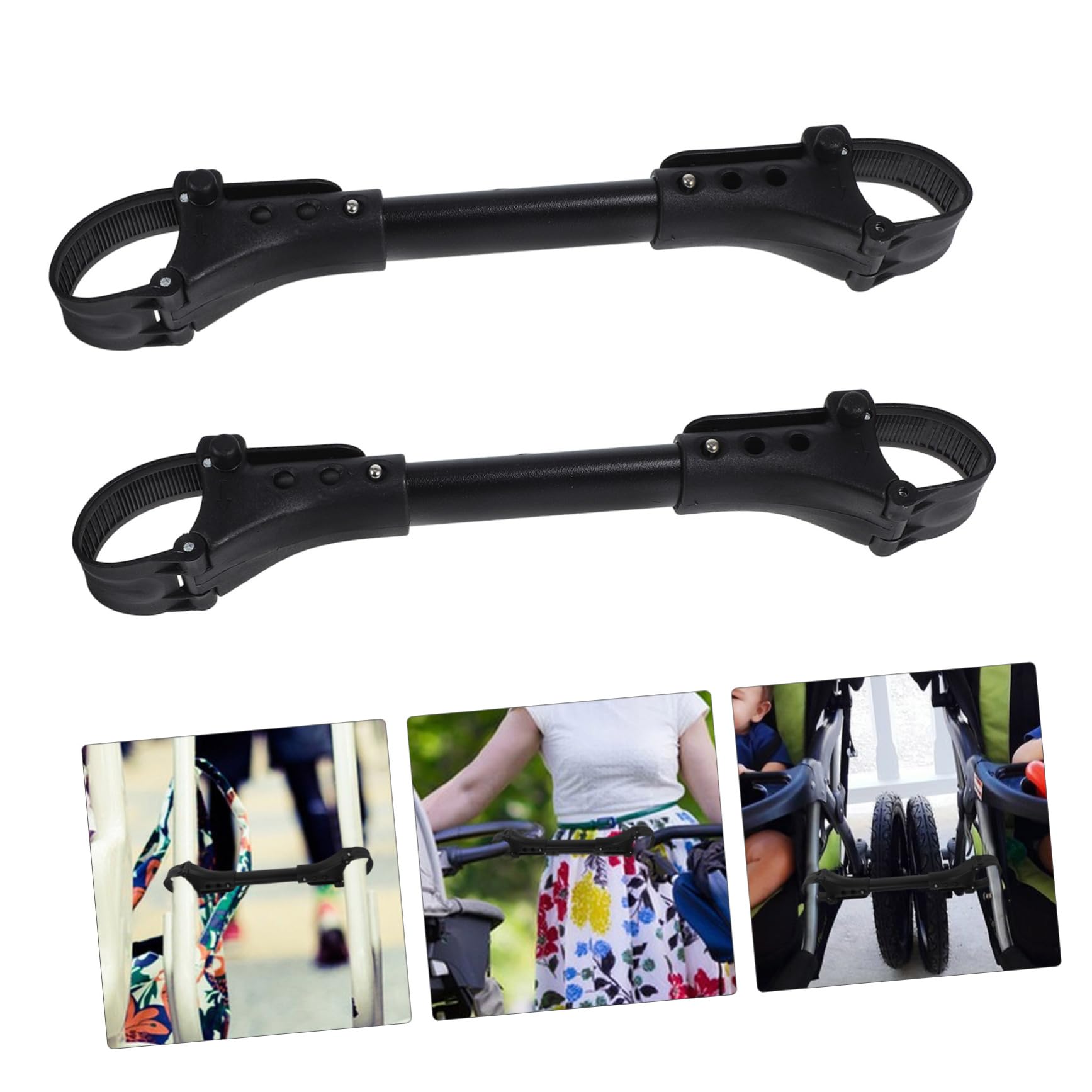 VANZACK Connecteur Double pour Poussette Bébé en Aluminium Noir Solide et Résistant pour Assembler Deux Poussettes Simples pour Usage Extérieur Lot de 2 Pièces