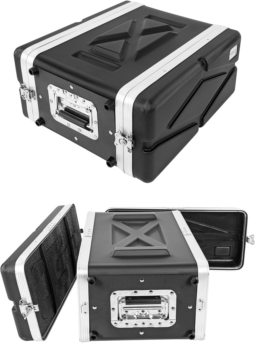 12Inch Rack Case 4U Rack Case Shallow Audio Rack Flight Cases Easy Installation Portable Carry Watertight Dust Proof Rack Case Flight Cases With Microphone Compartments
