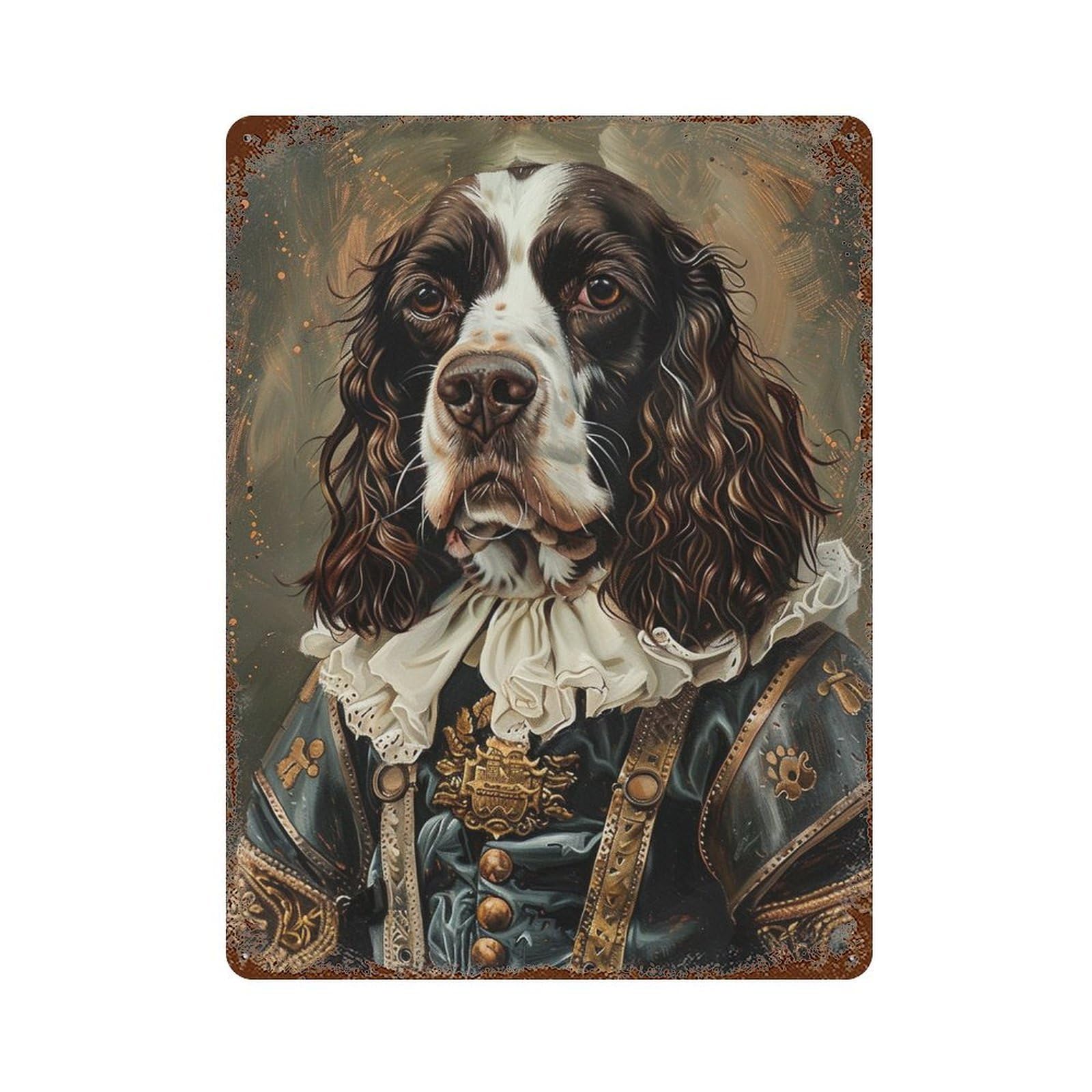 Royal Cocker Spaniel Portrait 15.7"x11.8" Distressed Metal Wall Sign, Retro Wall Decor for Garage, Bar And Workshop Decor