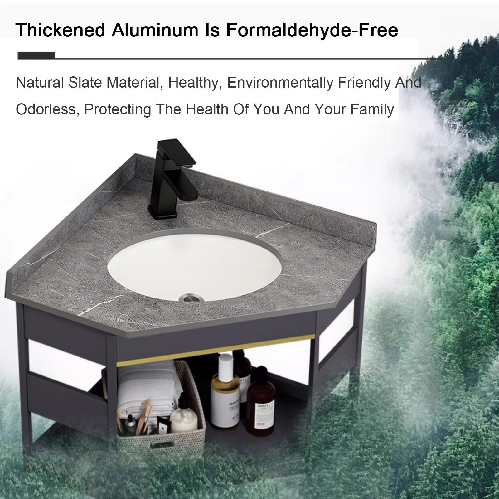 Mobile Bagno Sospeso con Lavabo da Appoggio,Lavandino Bagno con Mobiletto,Lavabo Bagno Angolare con Mobile,Mobile Bagno Salvaspazio,con Combinazione Rubinetto,Spazio di Archiviazione
