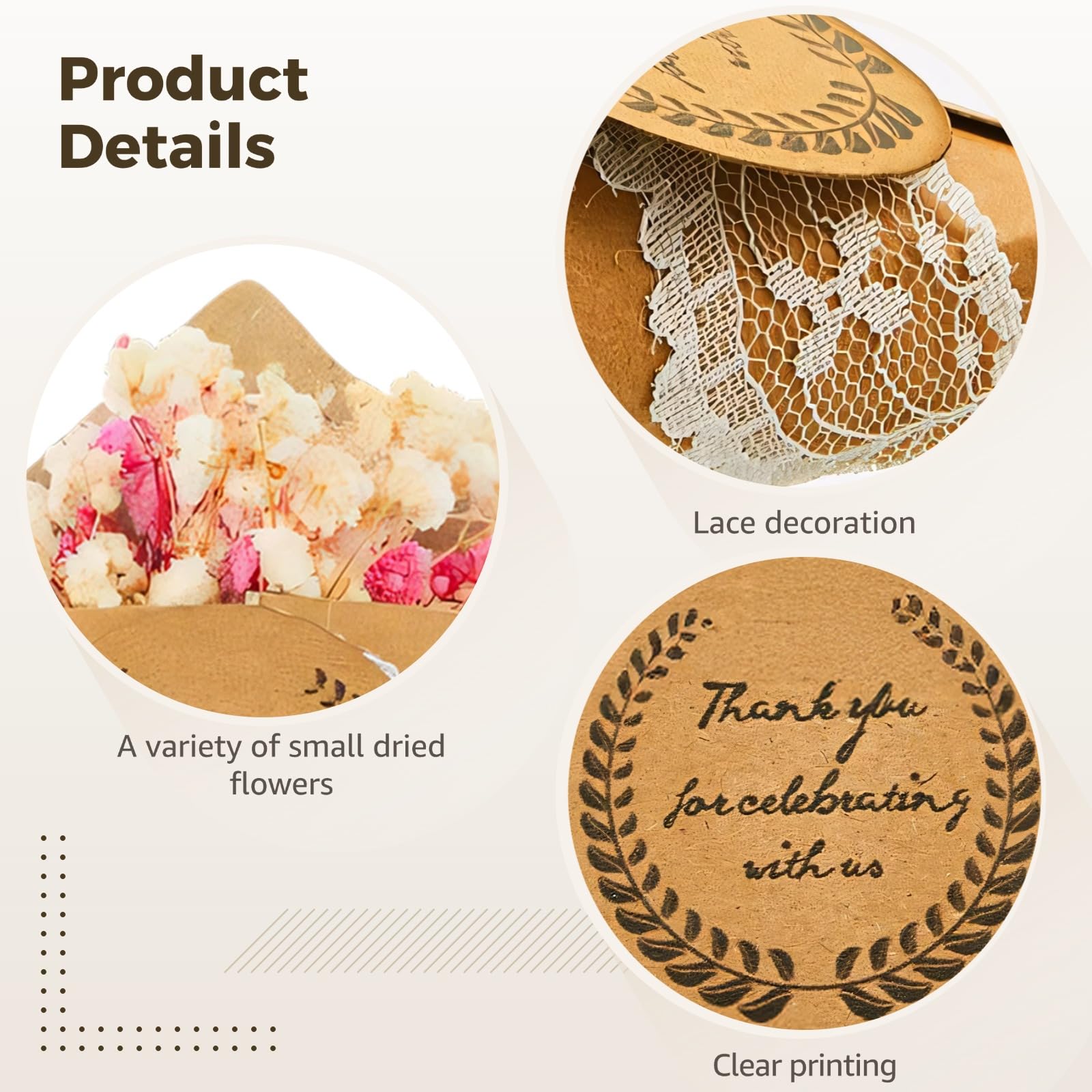 30 pièces Mini Bouquets de Fleurs séchées pour décoration de réfrigérateur, cônes en Papier avec Message Merci, décoration en Toile de Jute Naturelle, idéal pour la Maison et Les Cadeaux