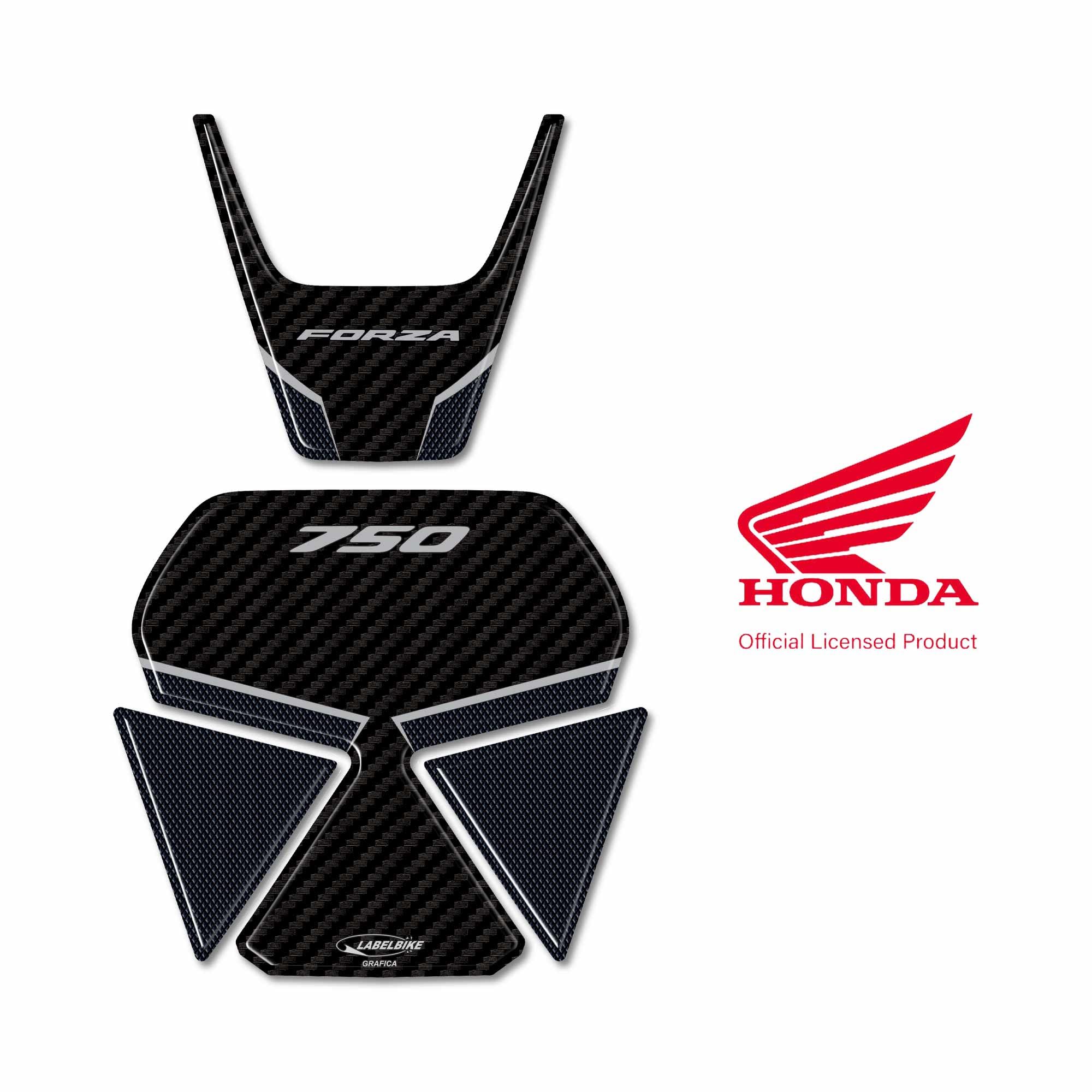 labelbike - Adesivi 3D Moto Pedana e Zona Accensione Decorazioni e Protezioni con Licenza Ufficiale Honda in Resina compatibili con Honda Forza 750