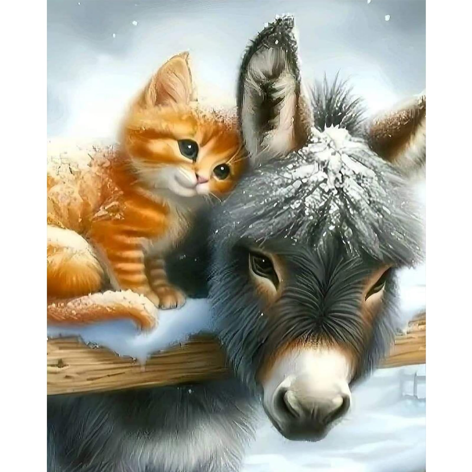 Cat and Donkey Full 11CT DIY Stamped Cross Stitch Kits 15.75x19.69inch Needlework Embroidery Kit Embroidery Needlepoint Starter Kits for Adults Home Decor