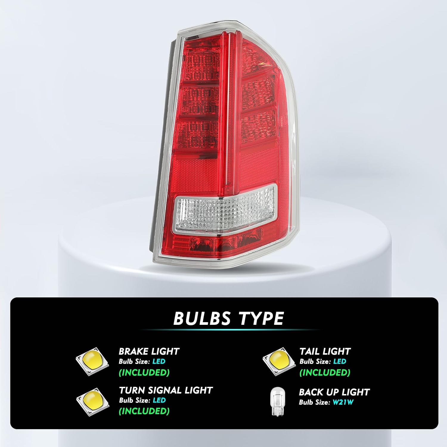 TUSDAR Tail Lights Assembly Replacement for 2011-2014 Chrysler 300 LED Taillights Brake Rear Lights RH (Right/Passenger Side)