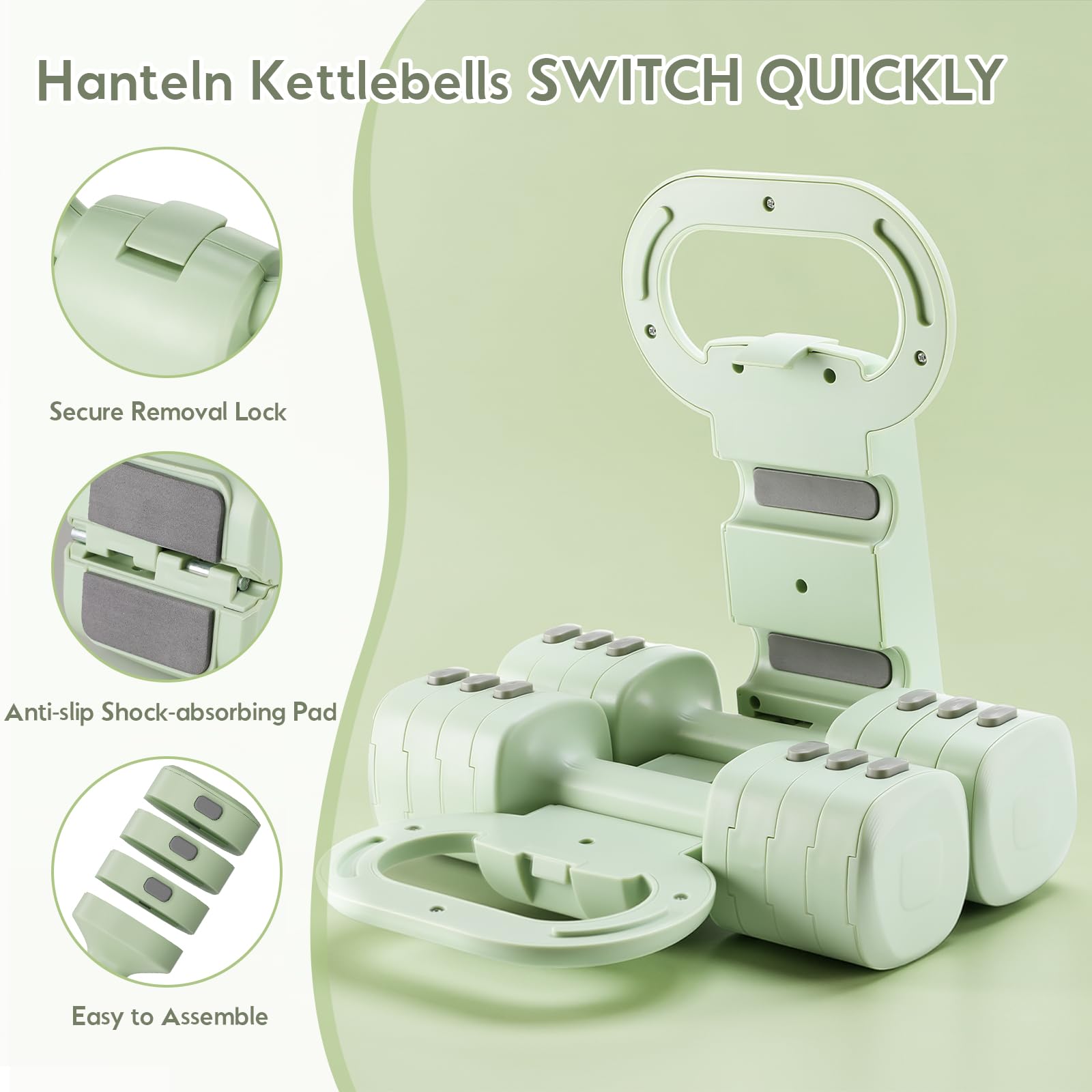 Lot de 2 haltères réglables pour femme de 1 à 5 kg - 4 en 1 - Pour homme et femme - Pour la salle de sport à la maison, la musculation à la maison