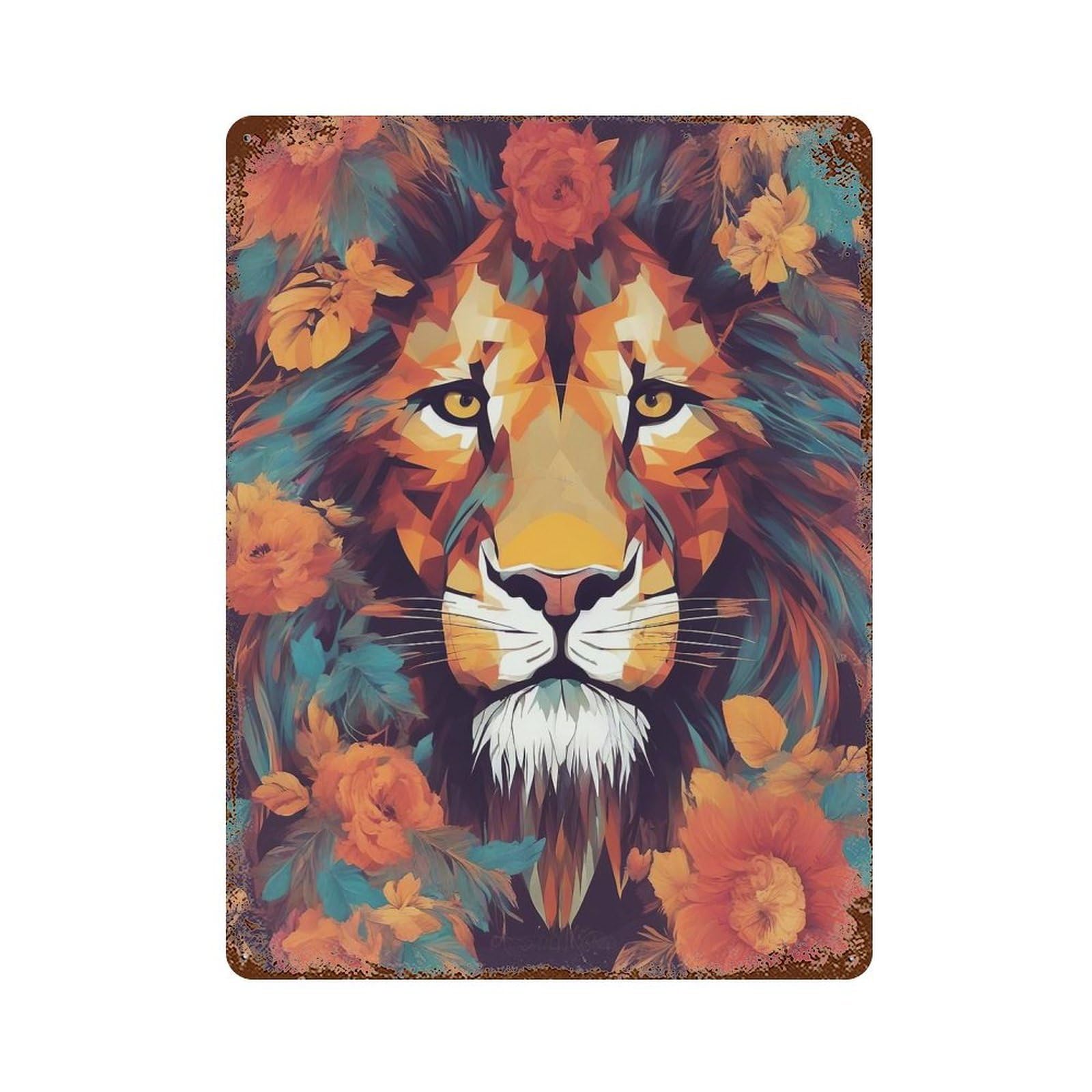 Leo003 Rust Effect Tin Sign 15.7"x11.8", Ideal for Shed, Workshop And Garage Wall Decor