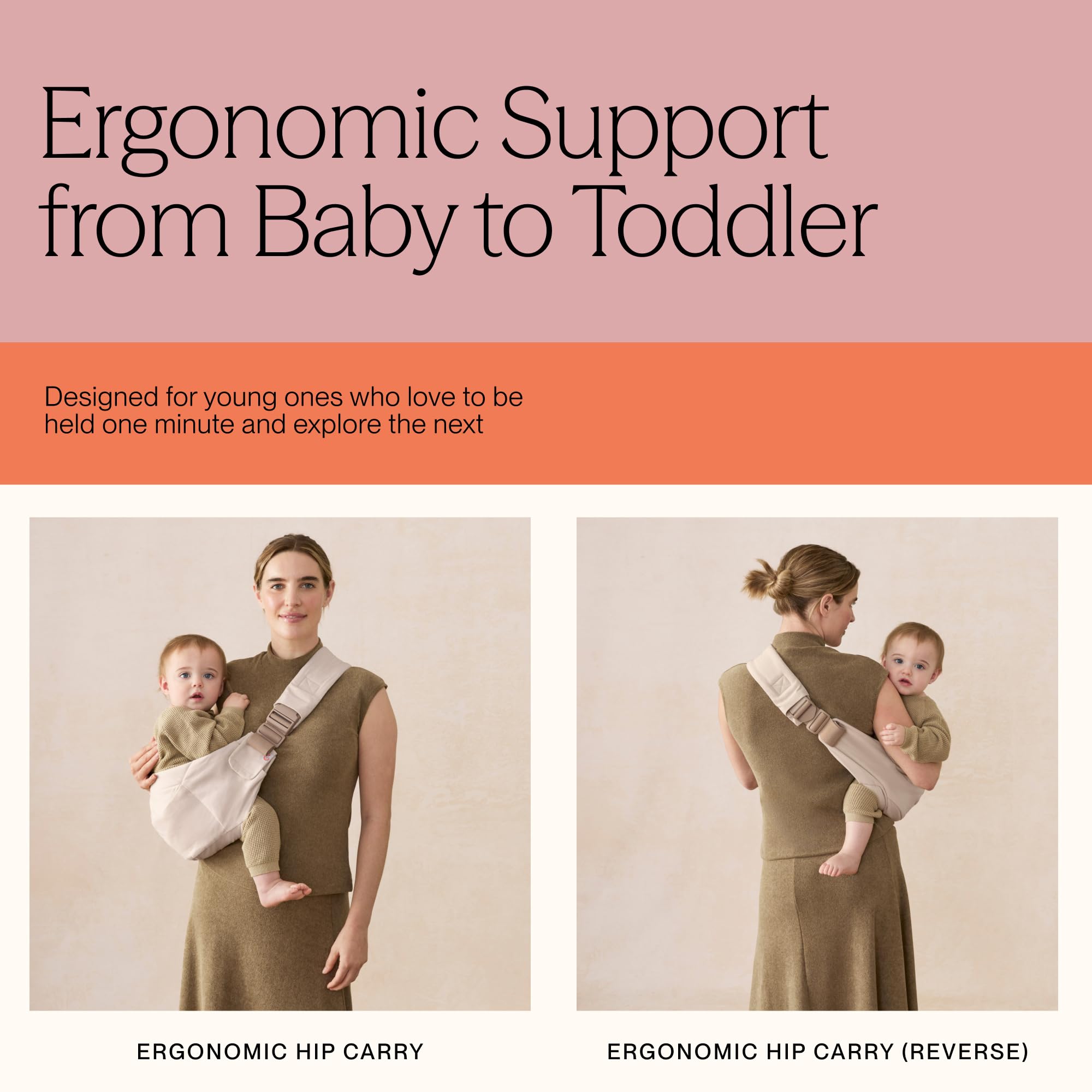 Amazon.com : Ergobaby Upsie Sling Baby Carrier for Babies and Toddlers 6-48  Months (17-45 lbs) - 2-Position Ergonomic Baby Carrier with Front Storage  Pocket, Hip-Healthy Positioning - Natural Beige : Baby