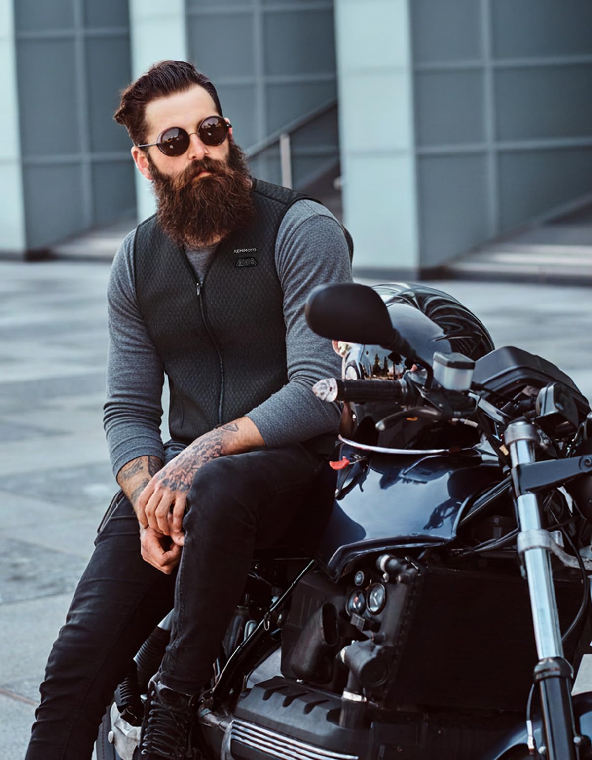 KEMIMOTO Chalecos Calefactable, Chalecos Calefactables Hombre 6 Zonas de Calentamiento con Función de Luces Apagadas, Tela de Buceopara y Forro Terciopelo Cristal, para Esquí Pesca Moto (Sin Batería)