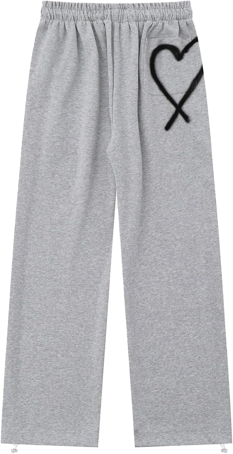 Aelfric Eden Wide Leg Sweatpants Women Baggy Graffiti Heart Lounge Pants with Pockets - Image 6