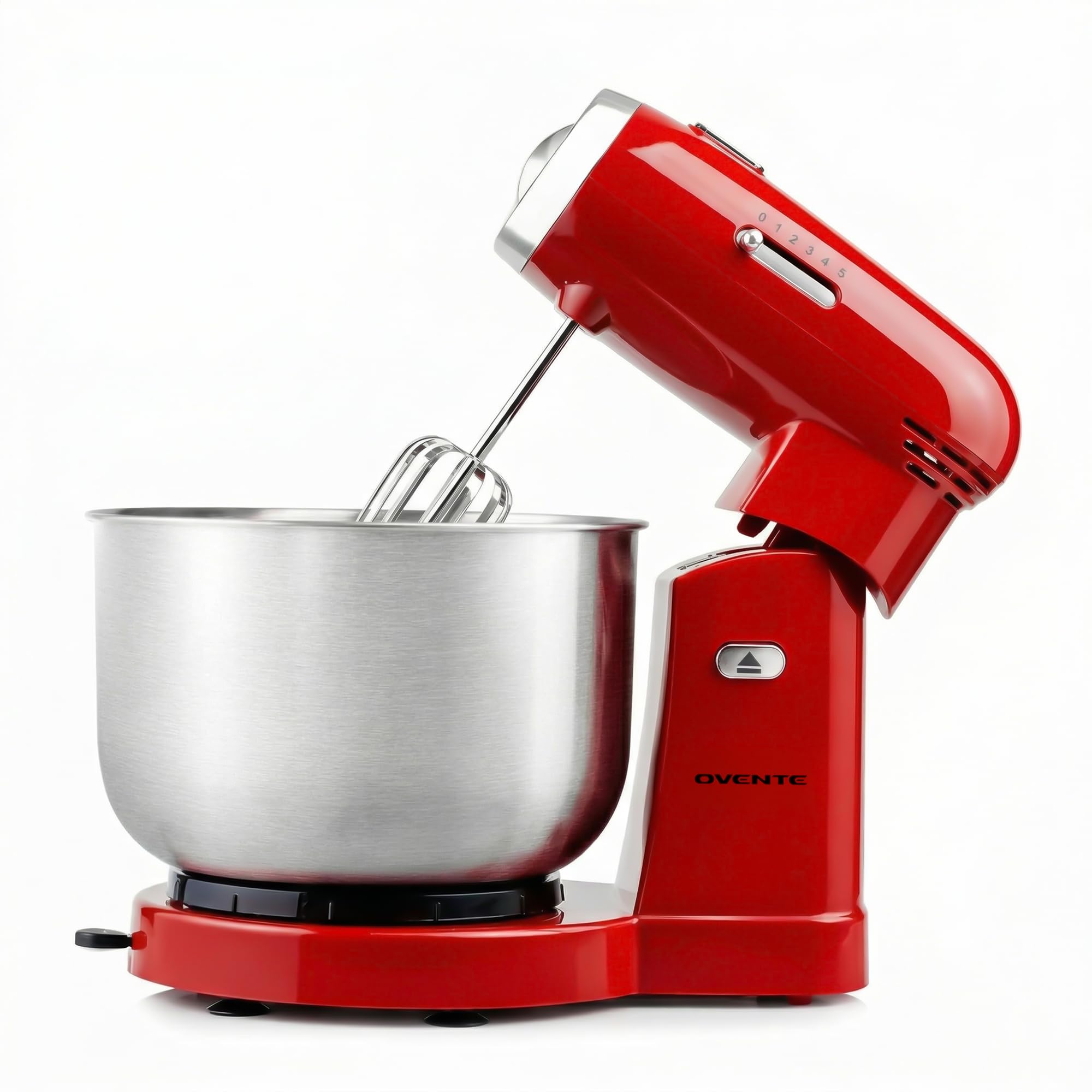 OVENTE - Electric mixer with kitchen stand with removable 3.5L stainless steel bowl, 5-speed control, 250W power, 2 egg beaters and hook for-picture-20