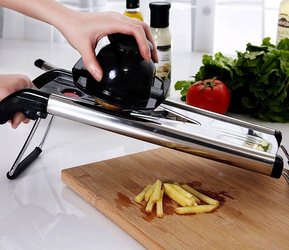 SALE!! Limited Time!! Chef Grade Mandoline V-Blade Slicer, High Quality, 5 Interchangeable Blade Inserts,Grater,Cutter,Hand Guard,Delux Heavy Duty Stainless Steel Construction. Great Price!