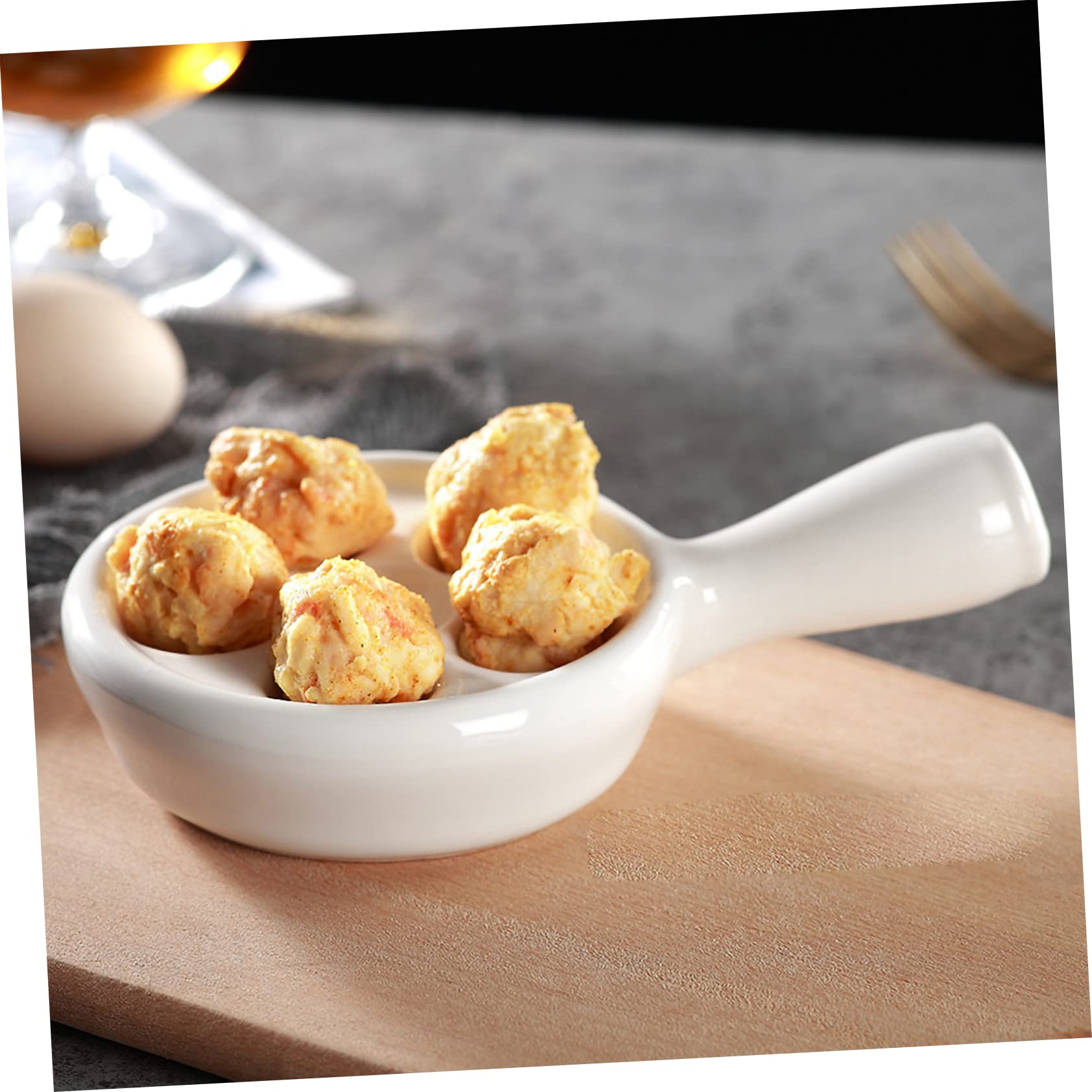 Assiette à Escargots En Céramique à 6 Troux - Plat De Cuisson Pour Four Et Cuisinière - Ustensile De Cuisine Élégant Pour Fruits De Mer - 4