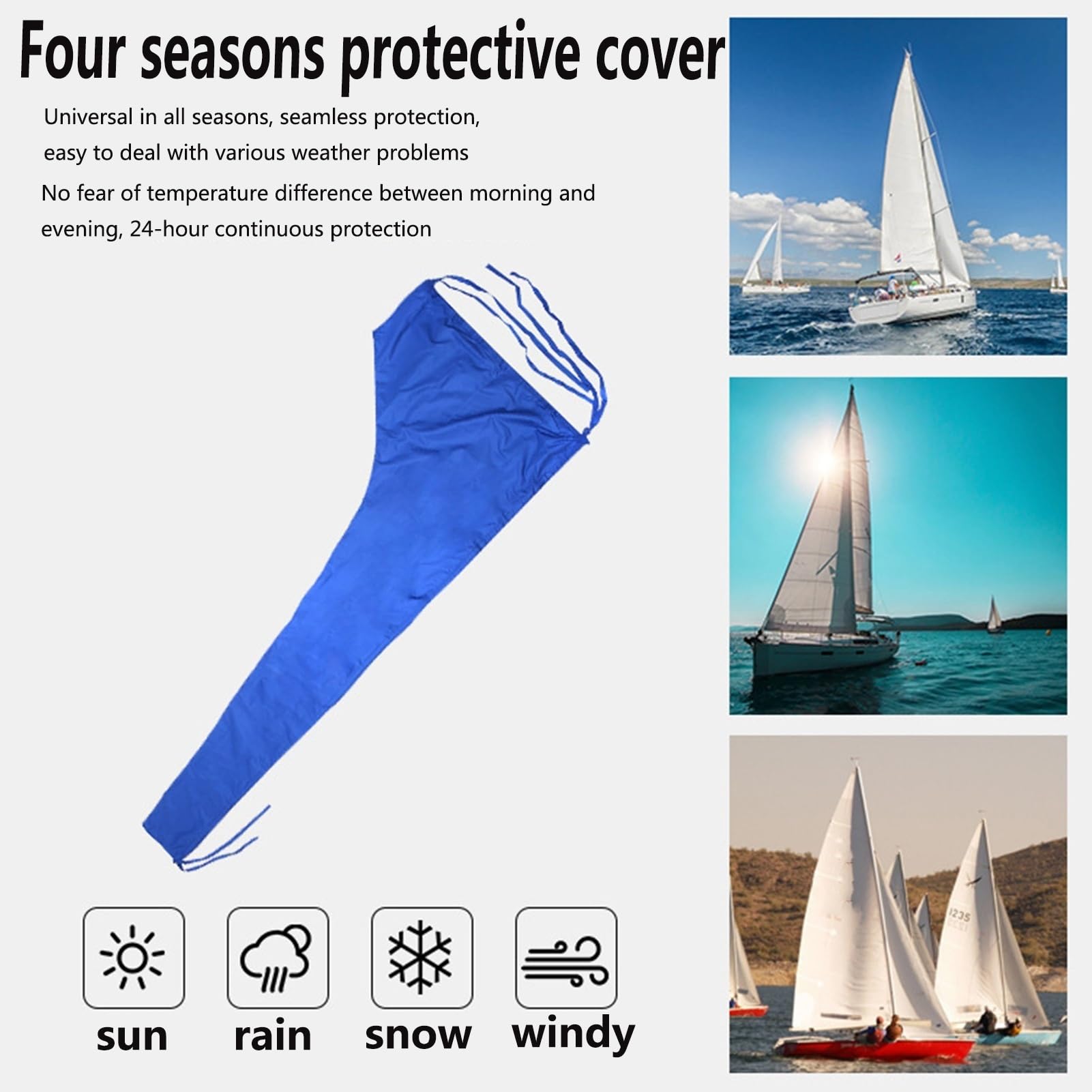 Copertura impermeabile boma randa 600D, copertura barca, per 8-9 piedi, 9-10 piedi, 10-11 piedi, 11-12 piedi, 12-13 piedi, parasole, copertura antineve, vela con boma blu(10-11ft)