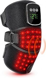 Red Light Knee Brace with Vibration Massage, Cordless Knee Massager with 3 Heat & 3 Vibration & 5 Light Modes, 5000mAh Red Light Knee Device 660nm & 850nm, Heated Knee Wrap for Daily Comfort