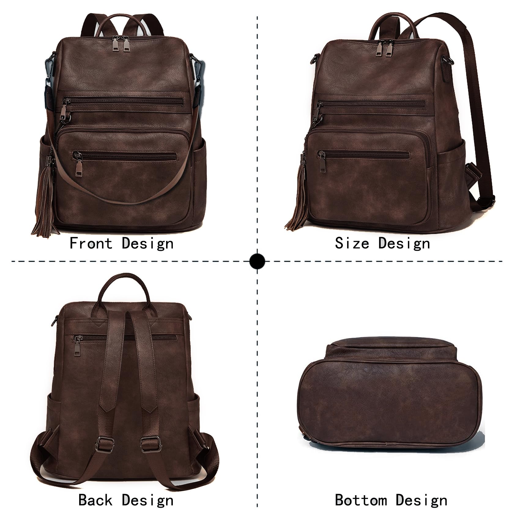 Zaino Donna in Cuoio Morbido Daypack Scuola Casual 2 in 1 come Zaino e Tracolla,Borsa e Zaino a Spalla in Moda da Donna per Scuola, Shopping, Universita, Liceo e Viaggio