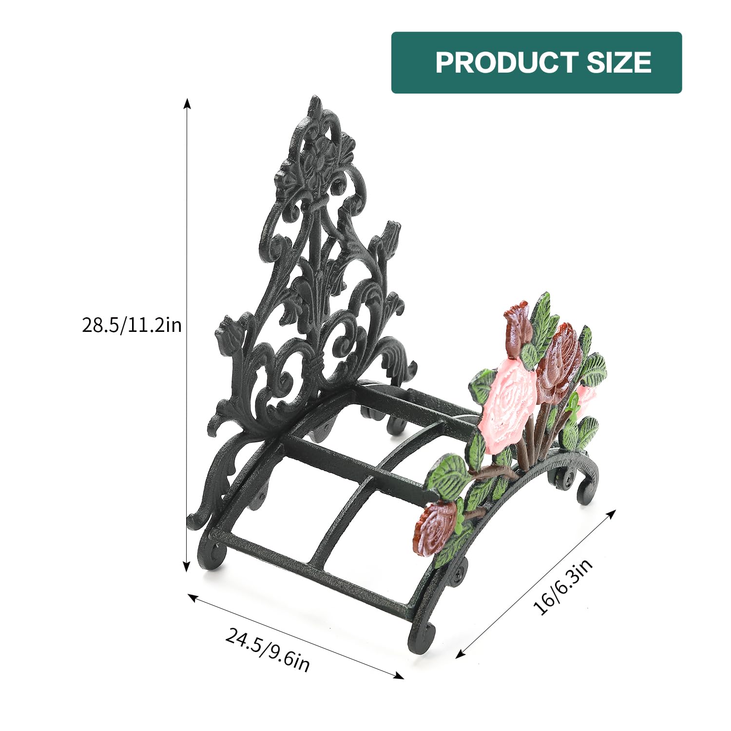 Sungmor Support de tuyau d'arrosage en fonte robuste, décoration murale en métal peinte à la main