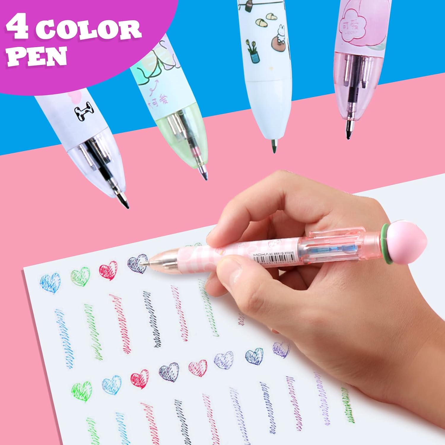 Paquete De 4 Bolígrafos Retráctiles Multicolor 0.1 Cm | Meses Sin Interés