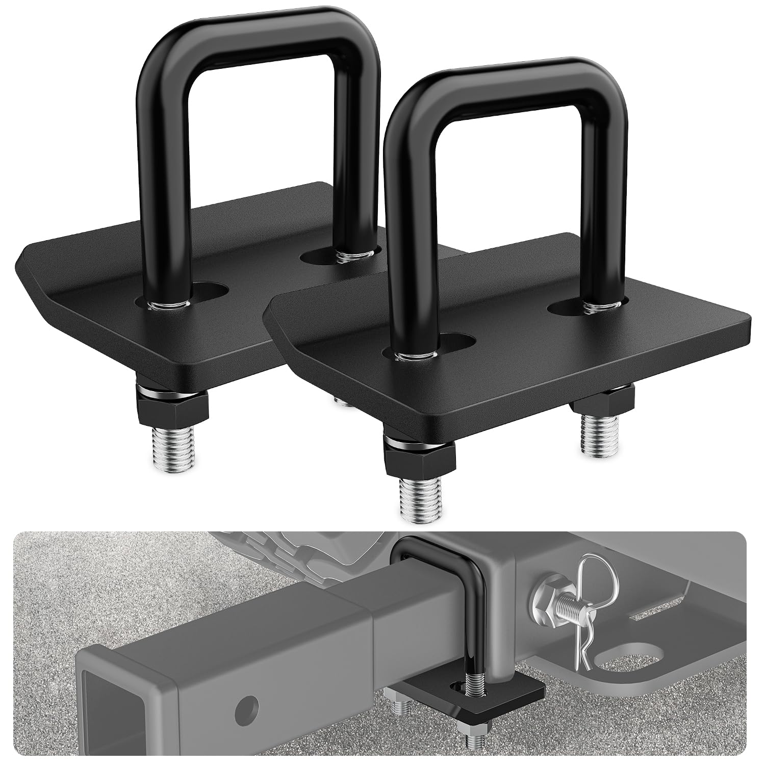 Nilight 2PCS Trailer Hitch Tightener for 2" Trailer Hitches Hitch Mount Anti Rattle Heavy Duty Steel with Rubber Anti-Rust Triple Protective Matte Black, 2 Years Warranty