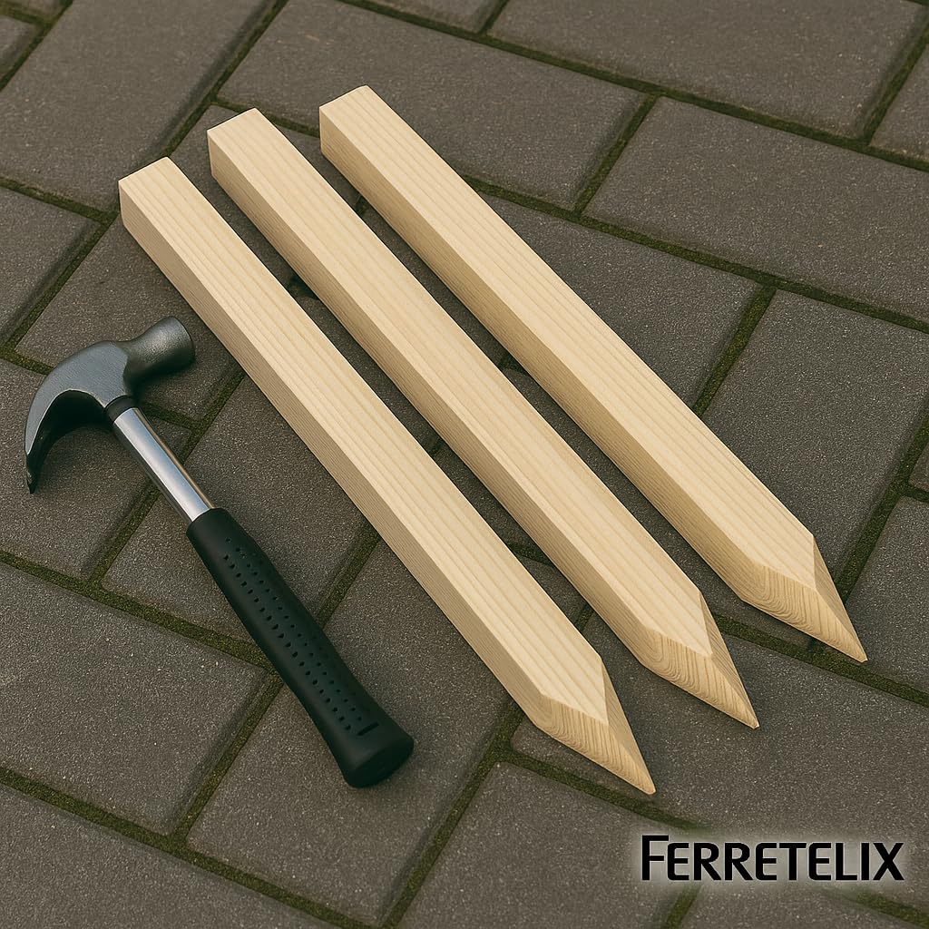 FERRETELIX® Lot de 50 piquets en bois 50 cm de long 3 x 3 cm