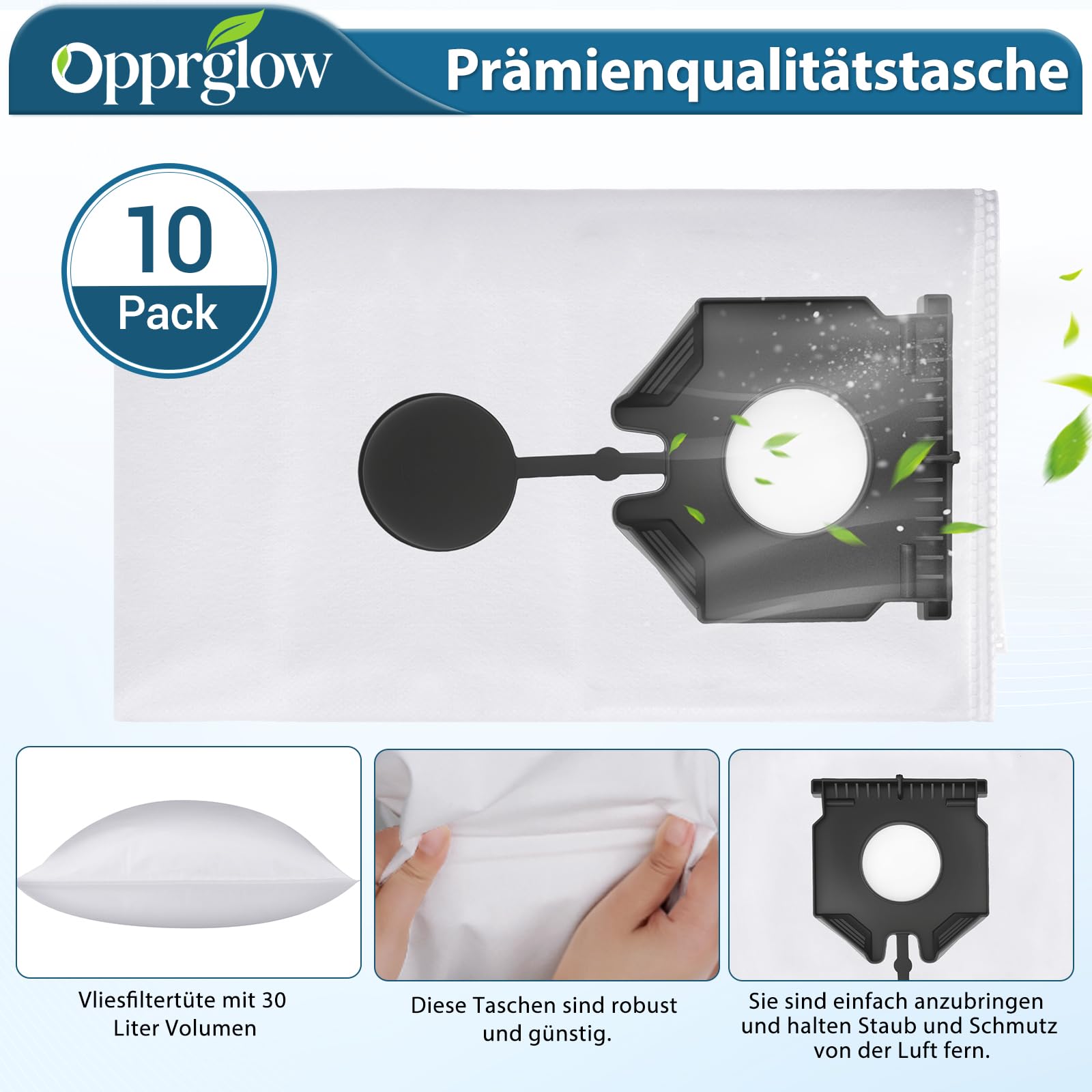 10 Stück Staubsaugerbeutel für Kärcher NT 30/1 Ap Te L NT 30/1 Ap L NT 30/1 Tact L NT 30/1 Tact Te L, NT 40/1, NT 50/1, 30 L Ersatzteile Vliesfiltertüten für Kärcher (2.889-154.0) Nass-/Trockensauger
