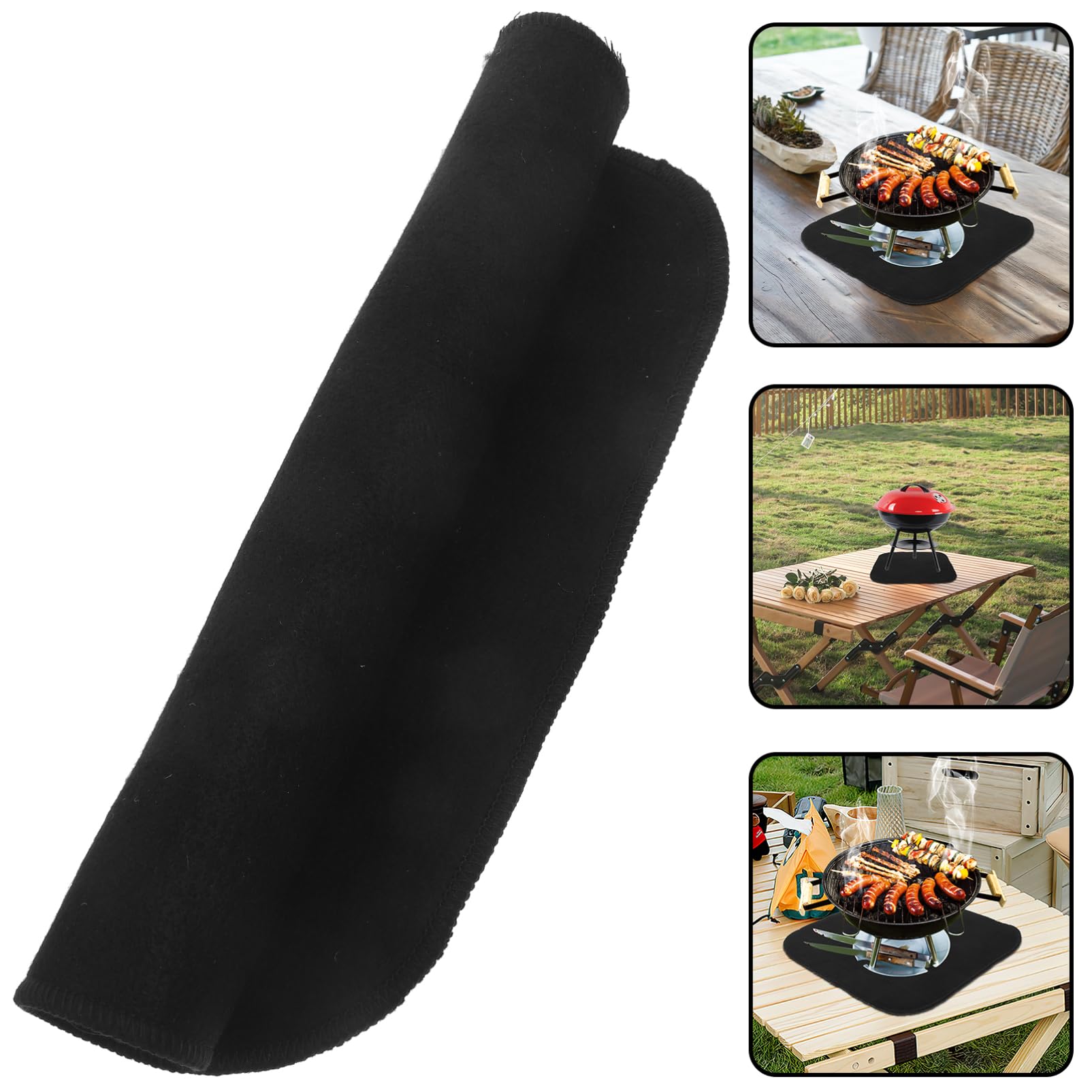FUNOMOCYA 2pcs Welding Blanket Fur Blanket Fire Mat Fireproof Mat for Welding Polyester Blanket Campfire Blanket Soldering Mat Welding Mat Fire Proof Mat Polyester Fiber Black