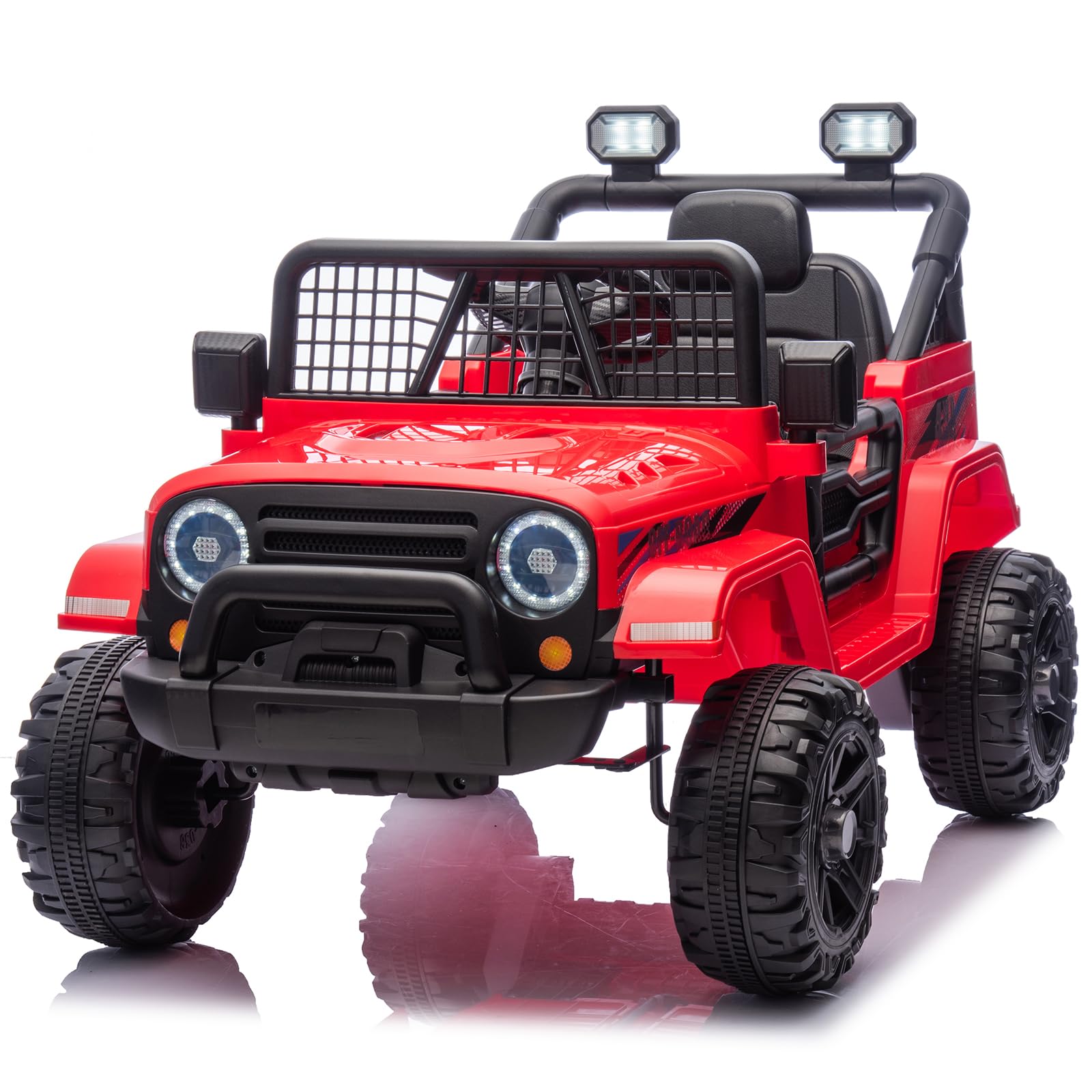 LALAHO Mcchina Elettrica Per Bambini 12V, Vel. max. 4,5 km/h Auto Elettrica per Bambini 3-5 Anni, Sospensioni, MP3, Telecomando, Rosso