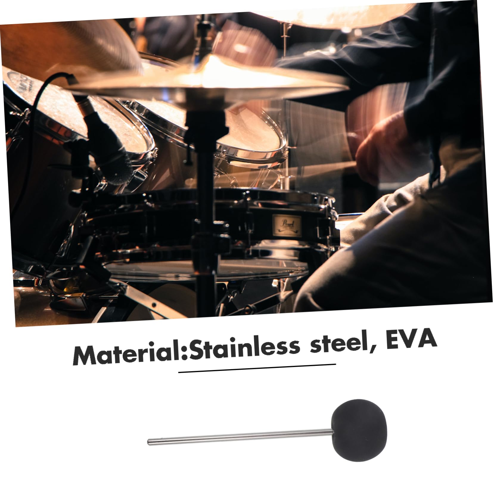 Vaguelly Stainless Steel Cajon Drum Hammer Kick Bass Drum Pedal Beater Mallet Hammer Felt Head Replacement for Bass Accessories