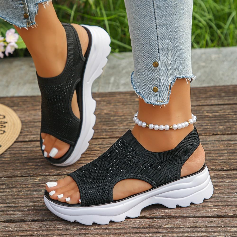 Sandalias ortopédicas para mujer, zapatos de playa para mujer, Black, 40 EU