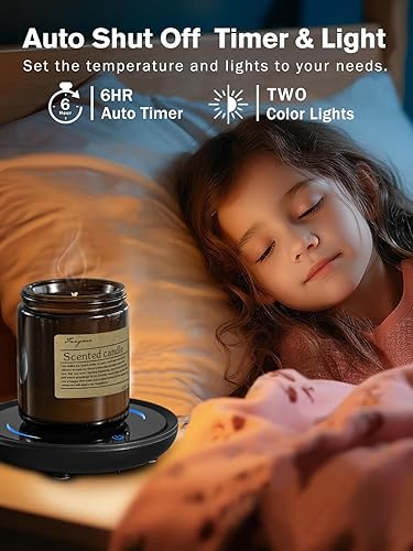 Miniatura 5 de PUSEE Calentador de taza de vela, calentador de taza de café de inducción por gravedad para escritorio con 2 ajustes de temperatura, calentador de