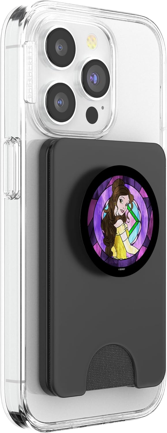 Disney Beauty and The Beast Belle Pose Neon Stained Glass PopSockets PopWallet for MagSafe
