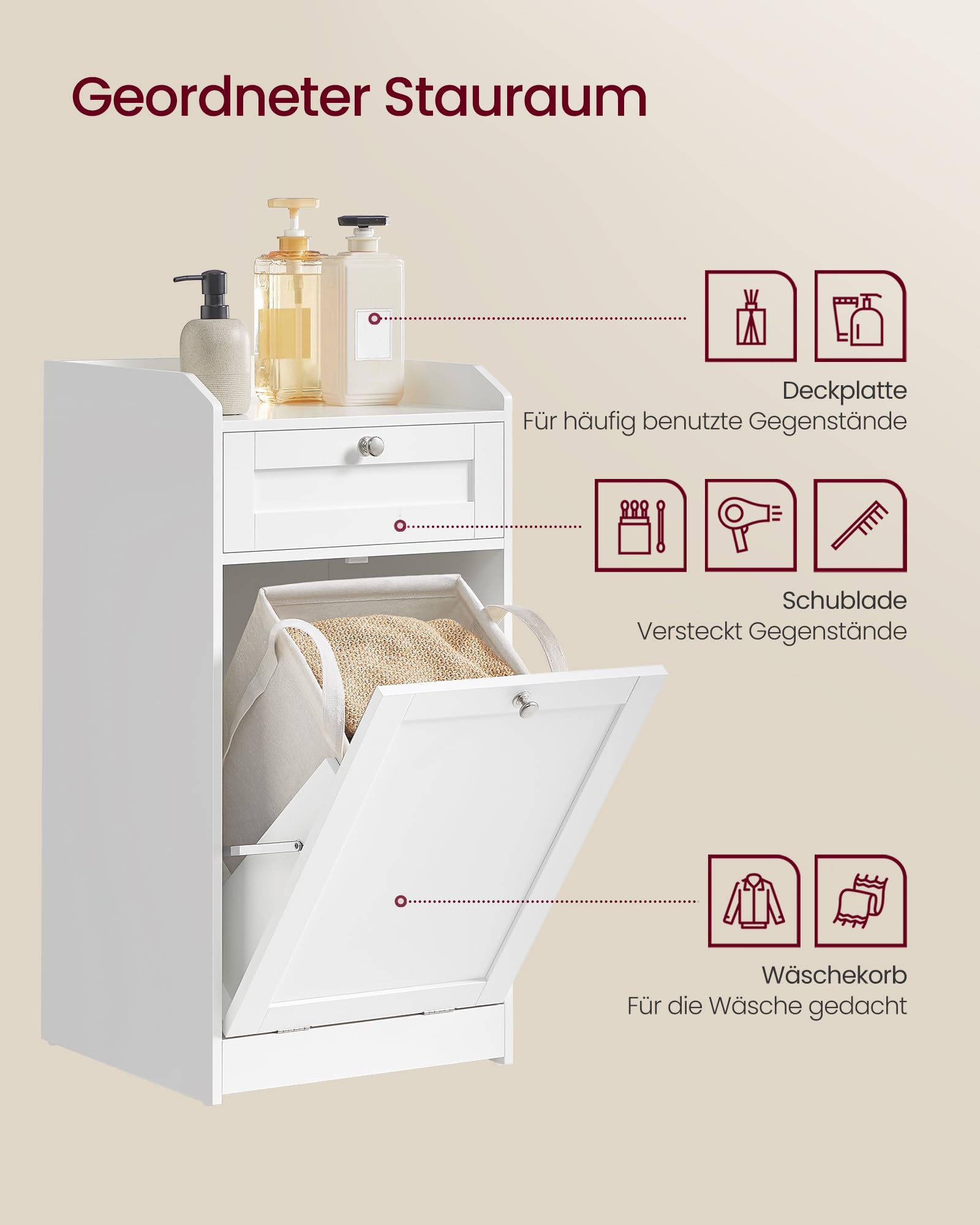 Vasagle Badschrank mit Wäschekorb – Bild 3